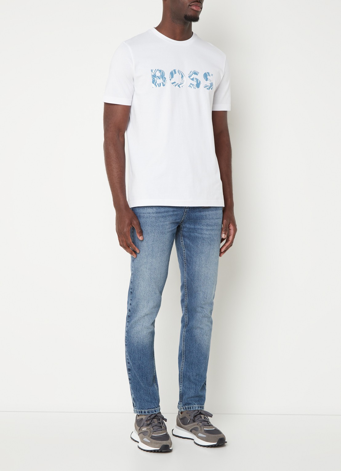 BOSS Te Bossocean T-shirt met logo - voorkant 3 wit