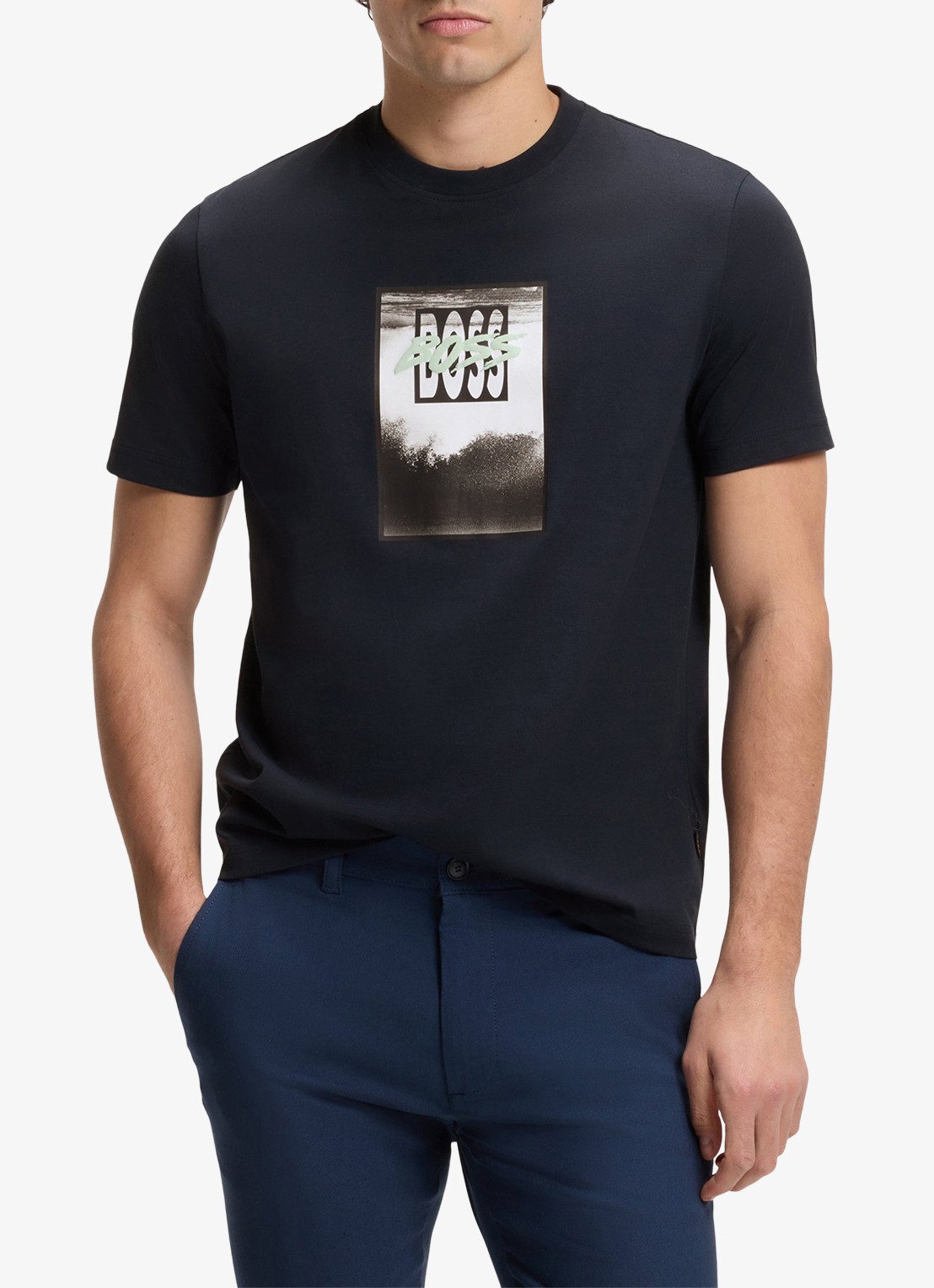 BOSS Te_Dj t-shirt met print - detail dark blue-404 / blauw