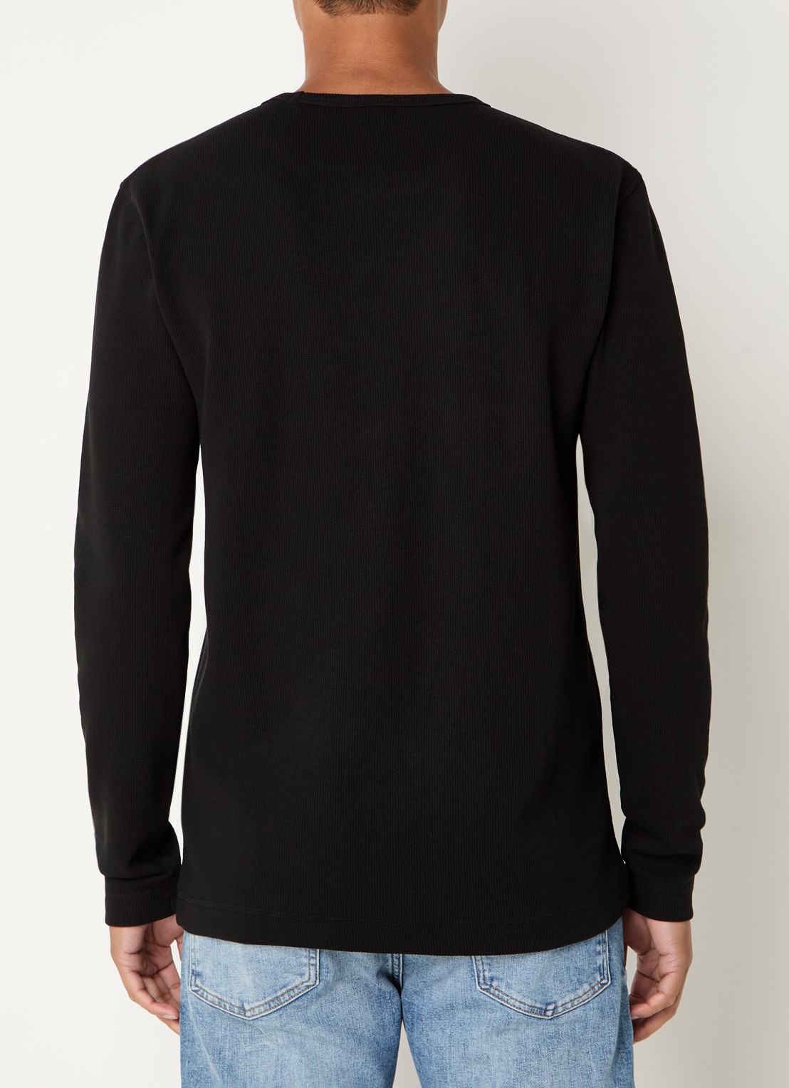 BOSS Tempesto longsleeve met structuur en logo - achterkant 2 zwart