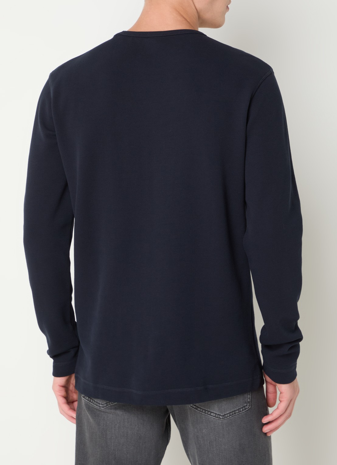 BOSS Tempesto longsleeve met structuur en logo - achterkant 4 donkerblauw