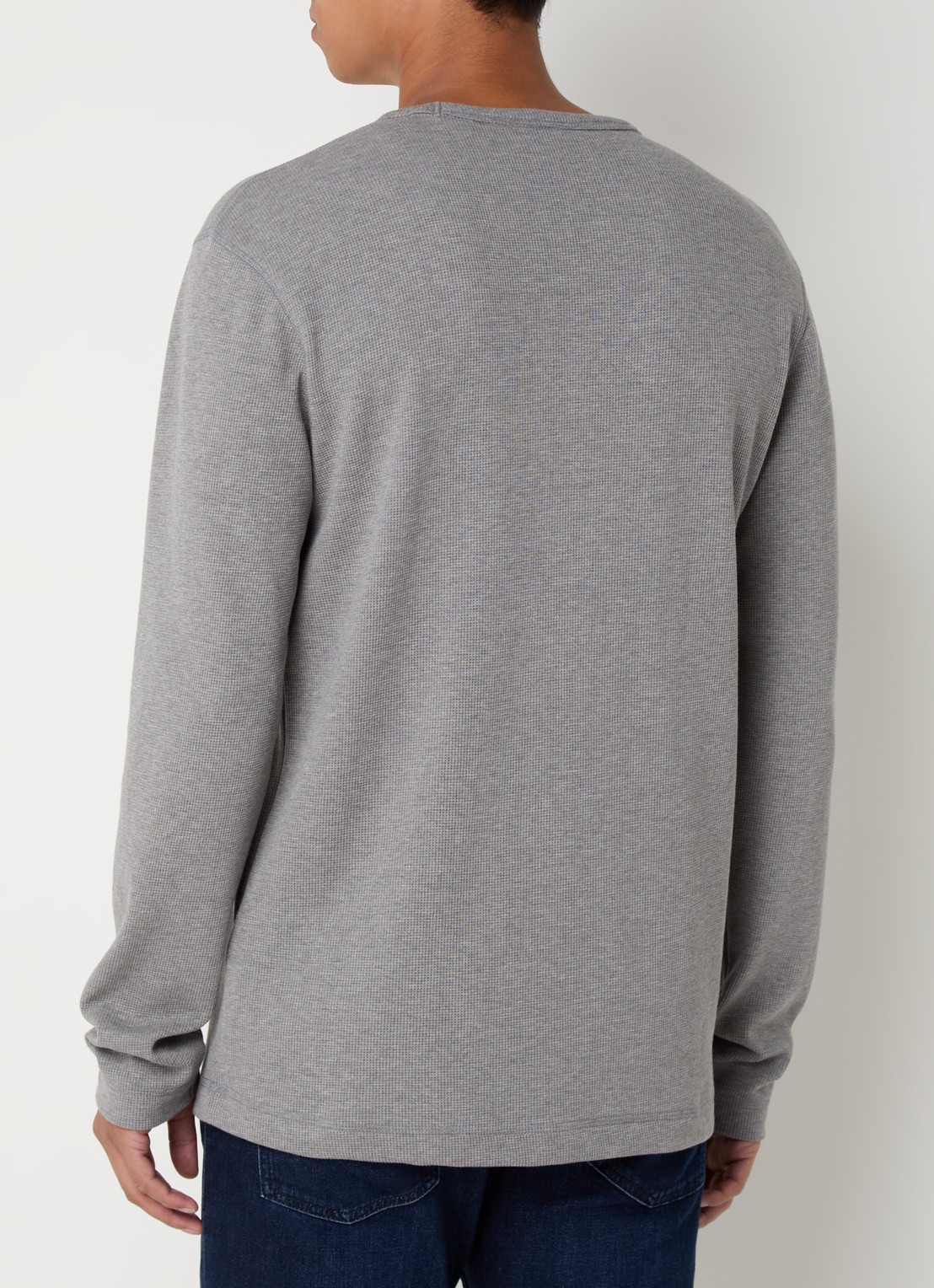 BOSS Tempesto longsleeve met structuur en logo - achterkant 3 grijs