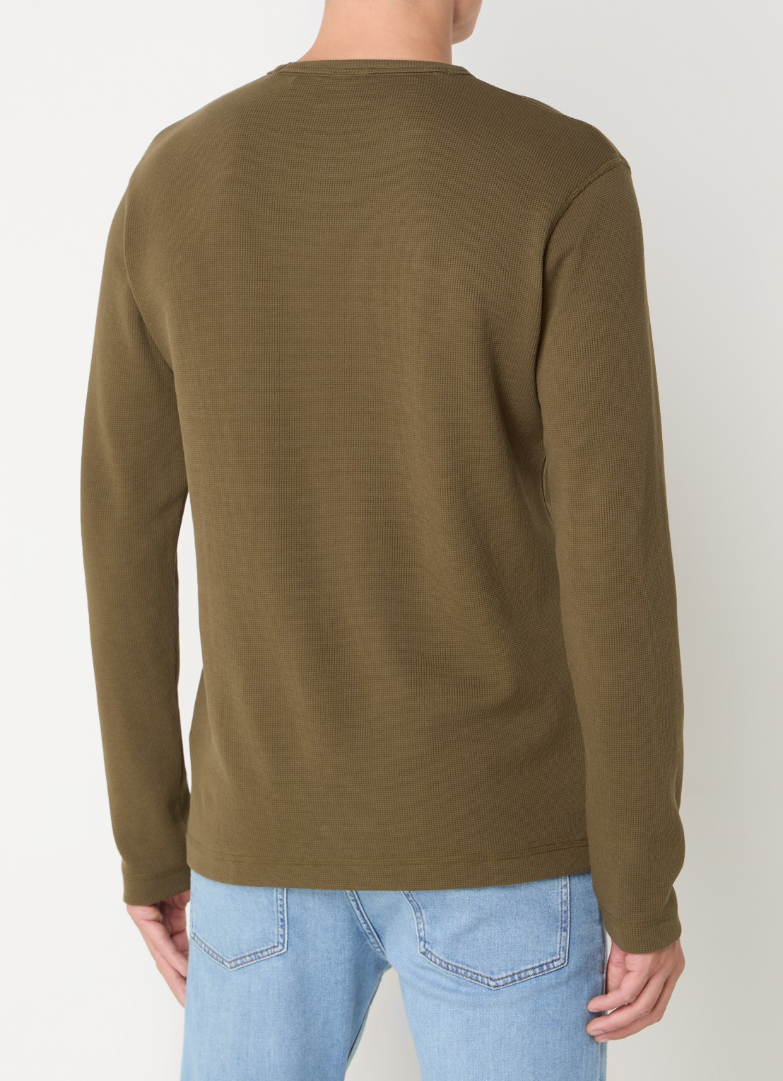 BOSS Tempesto longsleeve met structuur en logo - achterkant mosgroen