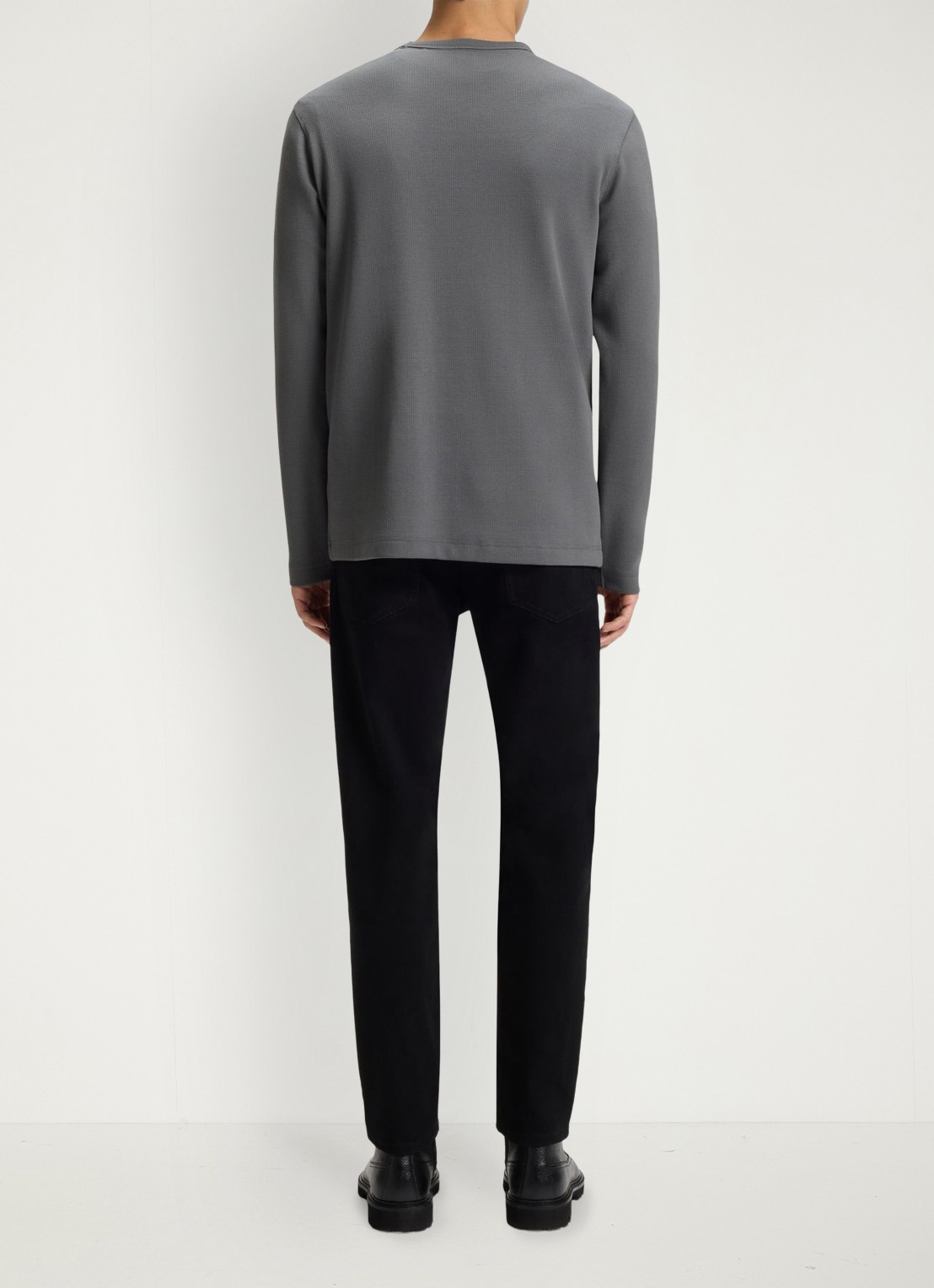 BOSS Tempesto longsleeve met structuur en logo - achterkant 3 donkergrijs