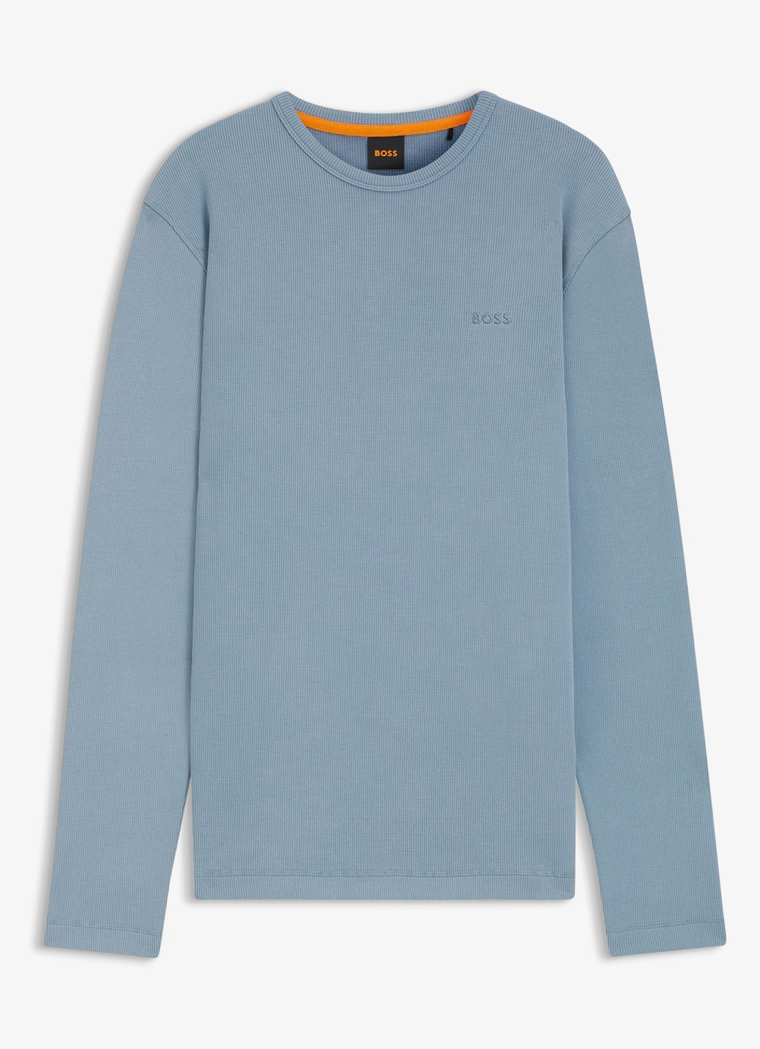 BOSS Tempesto longsleeve met structuur en logo - voorkant 4 lichtblauw