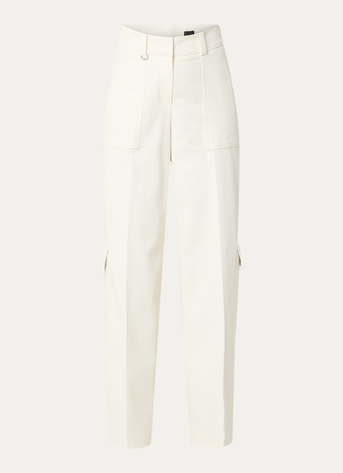 BOSS Teneria high waist wide fit cargobroek met steekzakken - voorkant 2 gebroken wit
