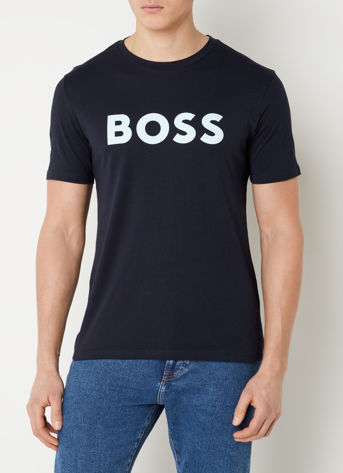 BOSS Thinking T-shirt met logoprint  - detail 4 donkerblauw