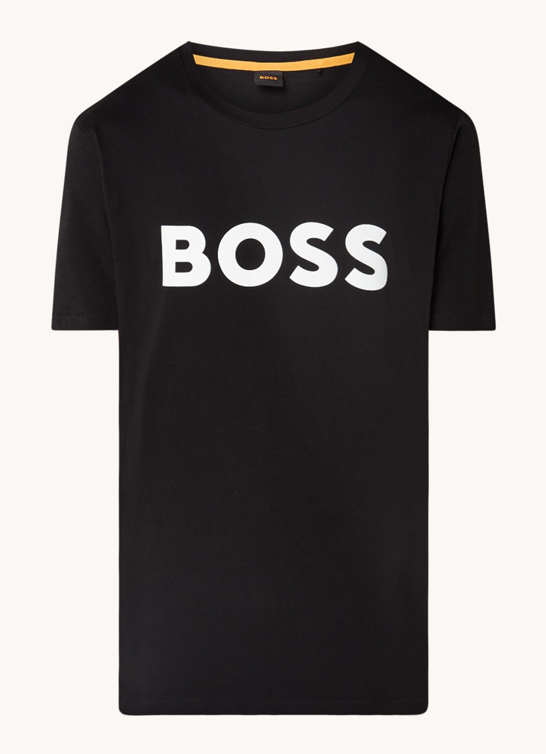 BOSS Thinking T-shirt met logoprint  - voorkant diepzwart