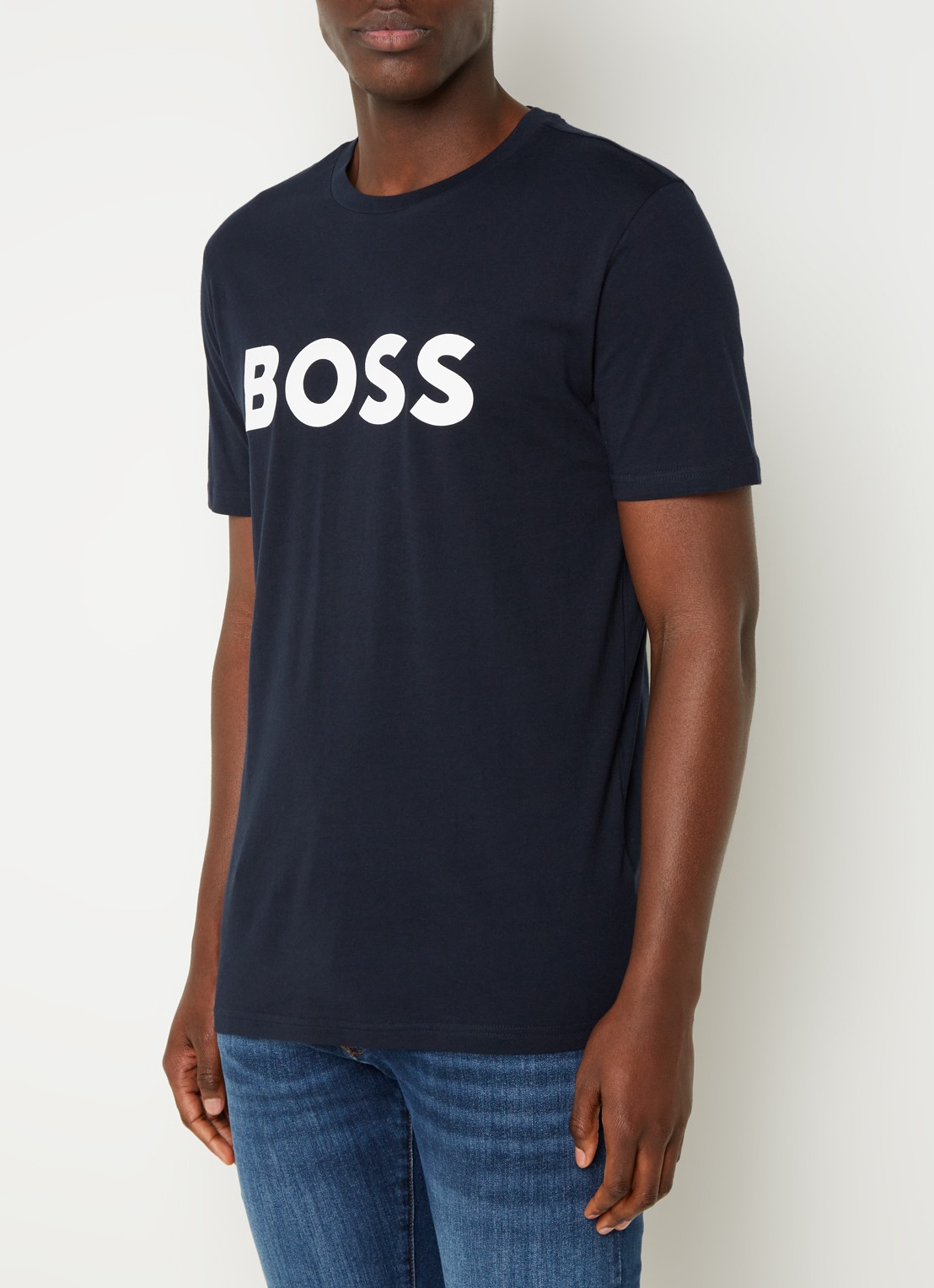 BOSS Thinking T-shirt met logoprint  - detail 5 donkerblauw