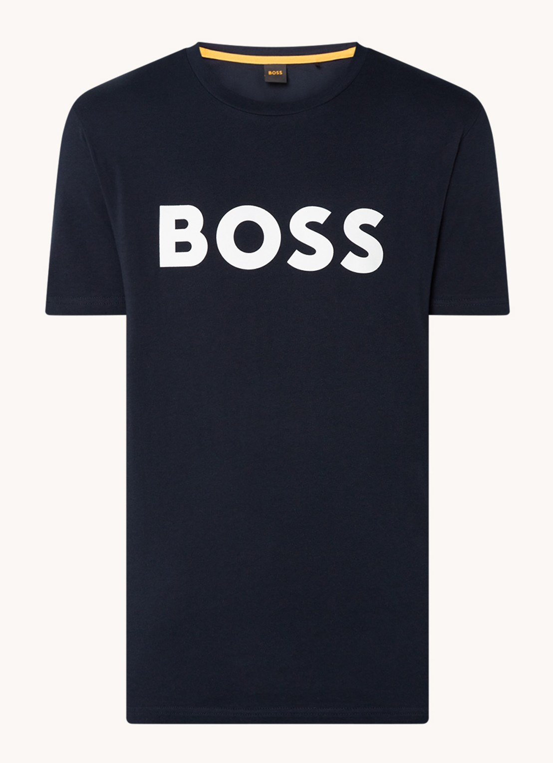 BOSS Thinking T-shirt met logoprint  - voorkant 3 donkerblauw