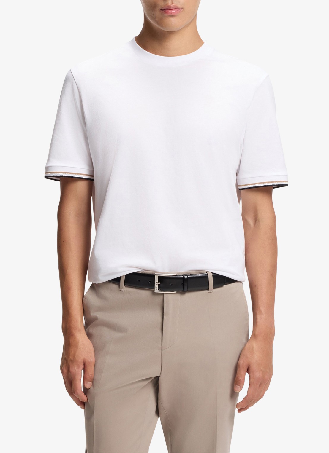 BOSS Thompson T-shirt met stretch - detail 6 wit