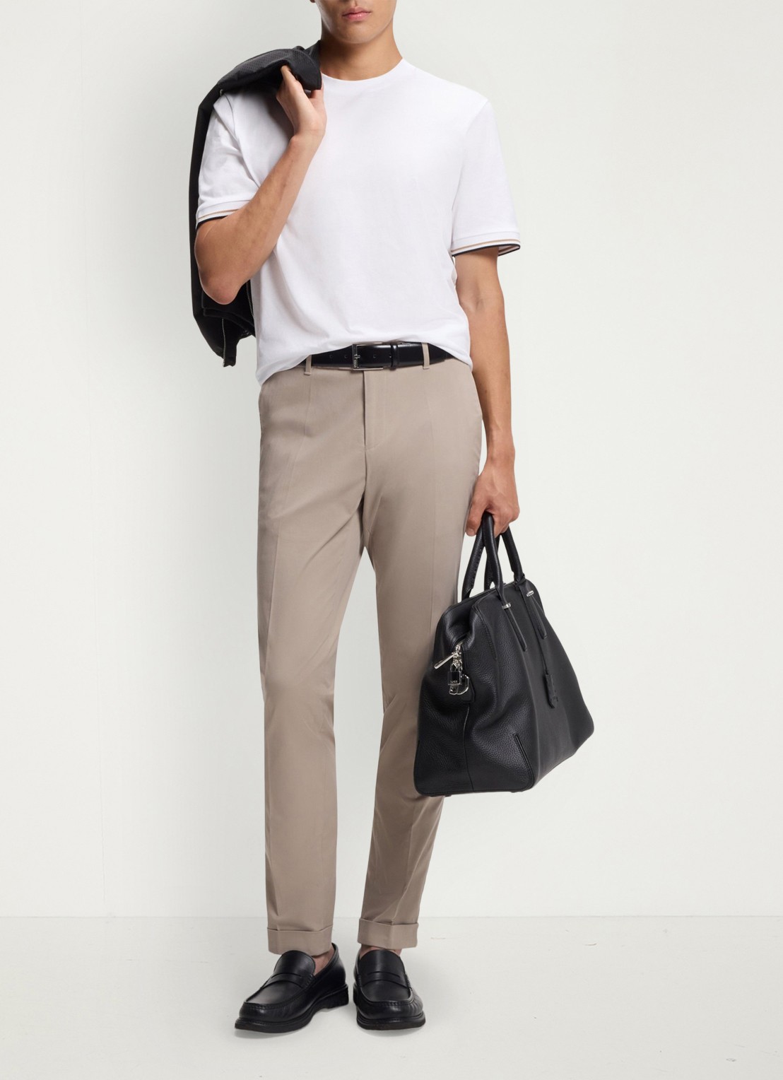 BOSS Thompson T-shirt met stretch - voorkant 4 wit