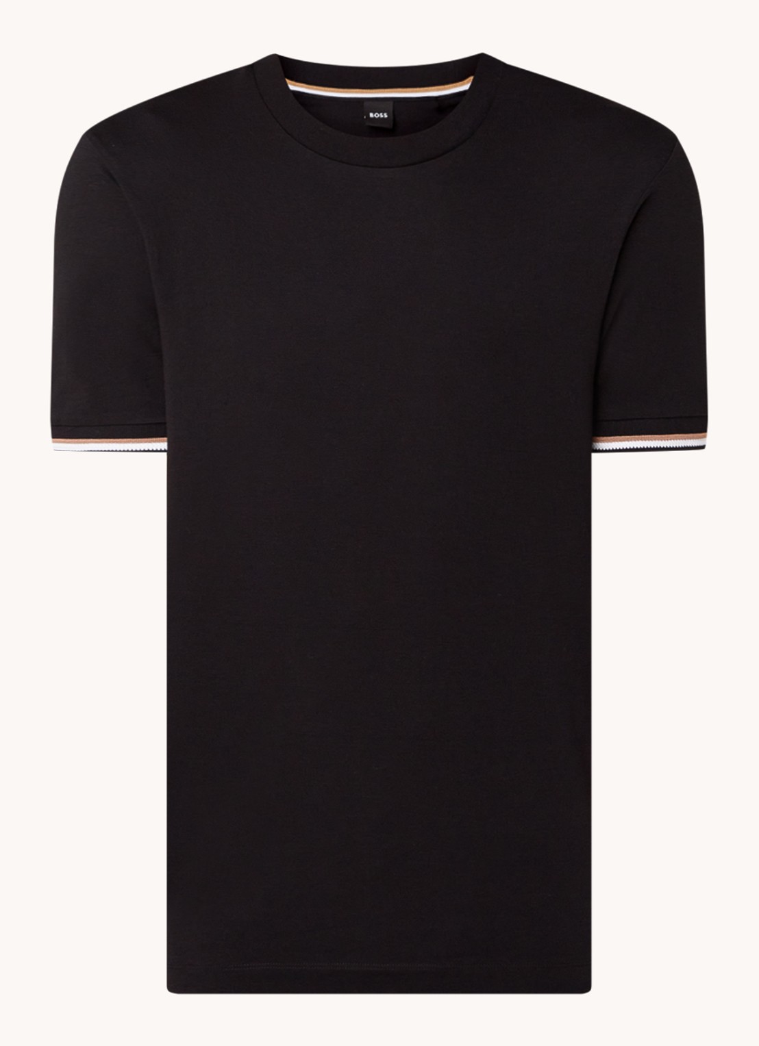 BOSS Thompson T-shirt met stretch - voorkant 2 zwart