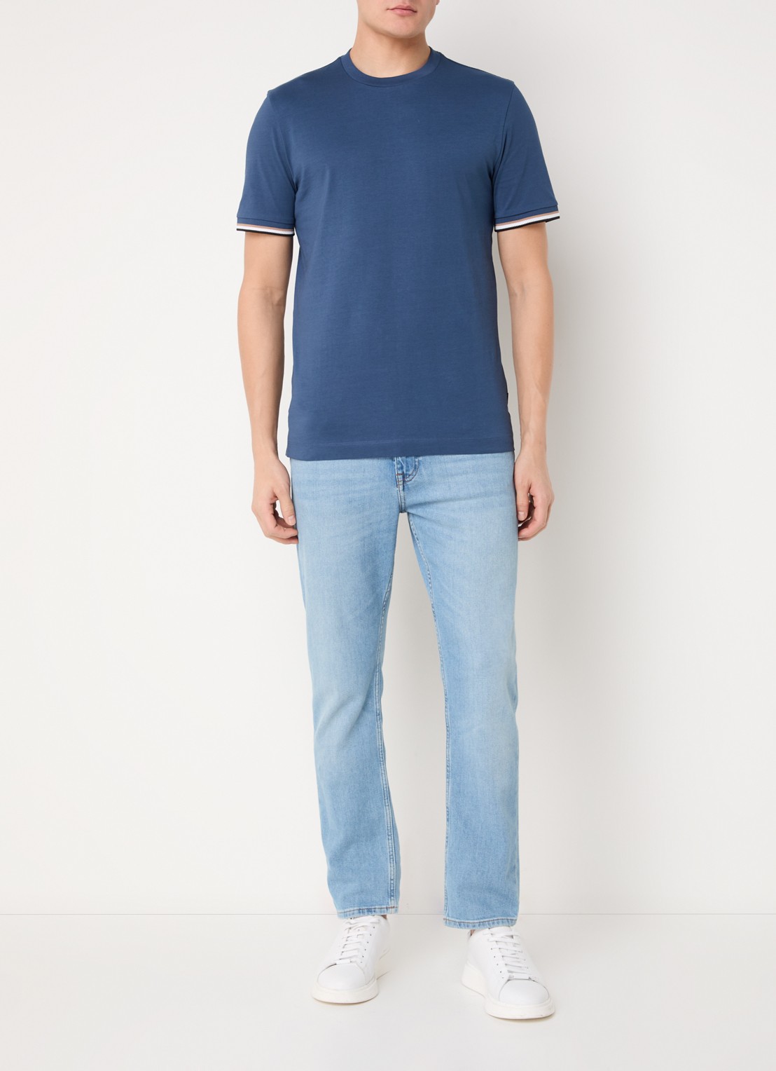 BOSS Thompson T-shirt met stretch - voorkant 2 petrol