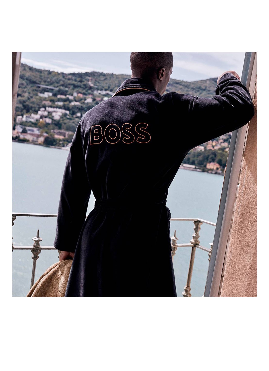 BOSS Tiago badjas van katoen - detail 5 zwart