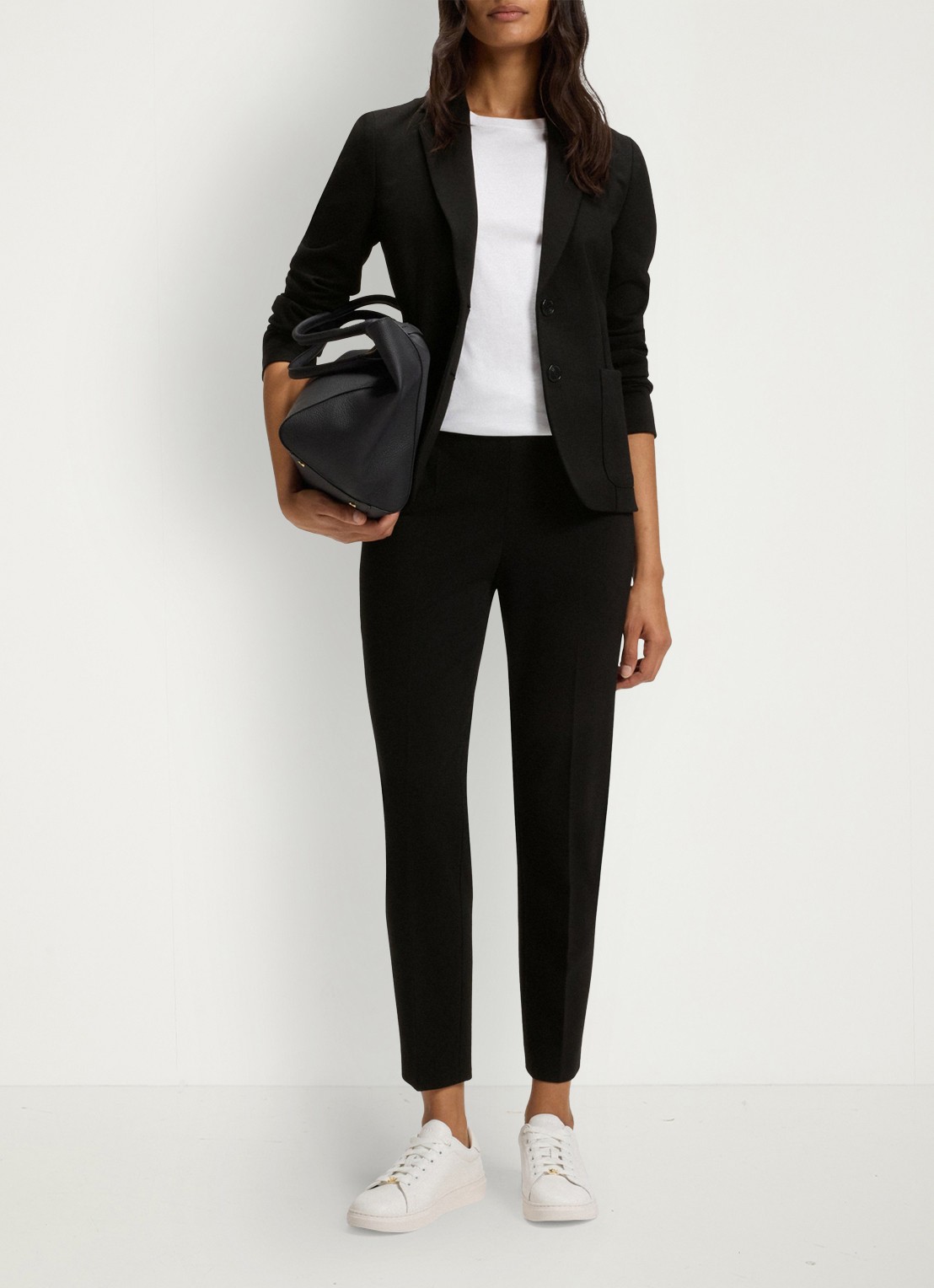 BOSS Tilunara high waist cropped tapered fit pantalon - voorkant 2 zwart
