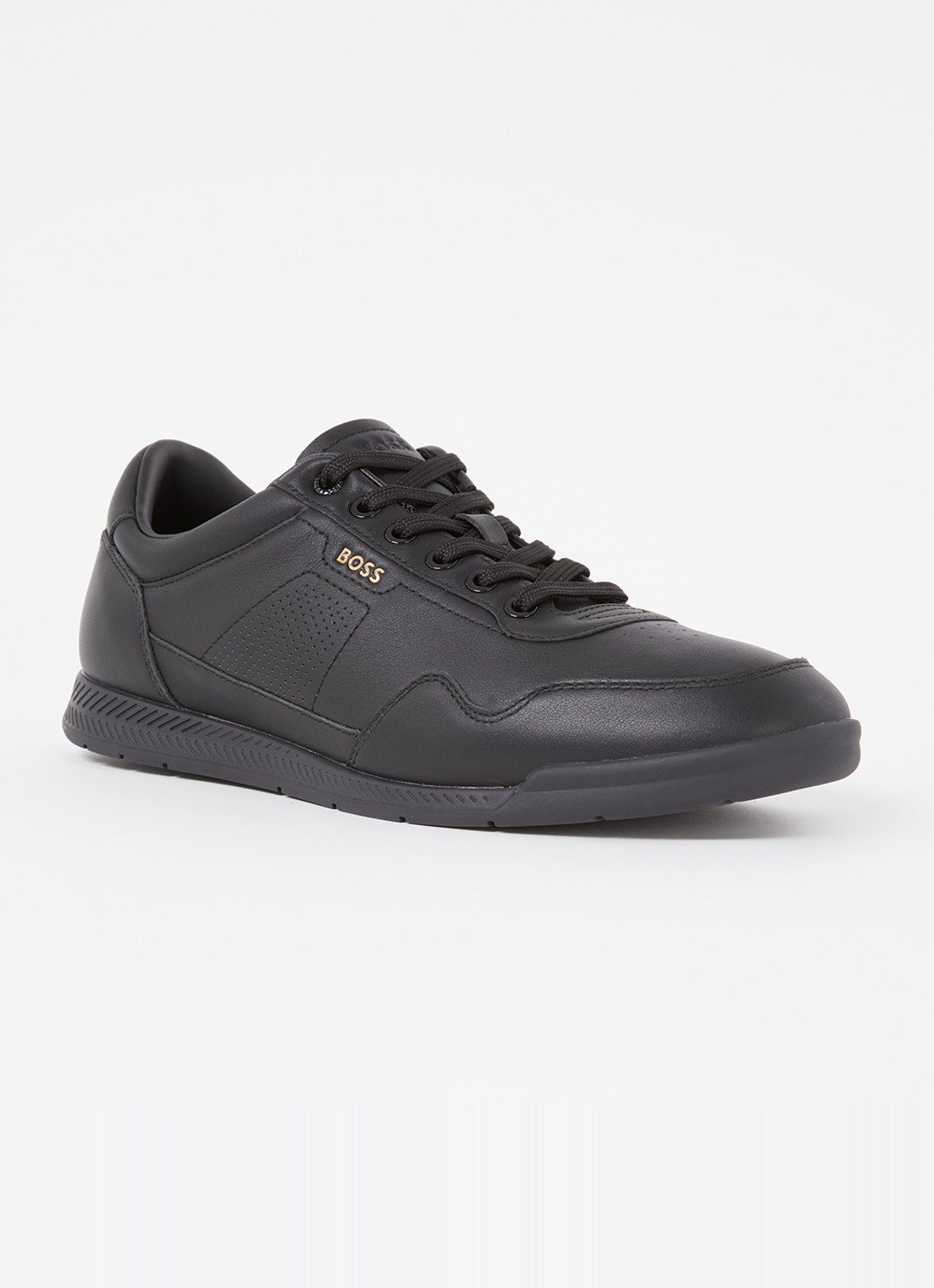 BOSS Titanium sneaker van leer - voorkant 5 zwart