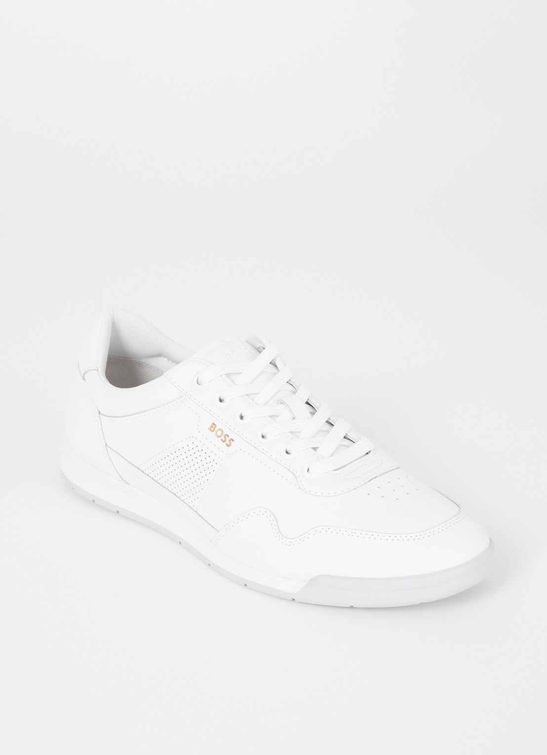 BOSS Titanium sneaker van leer - voorkant 3 wit