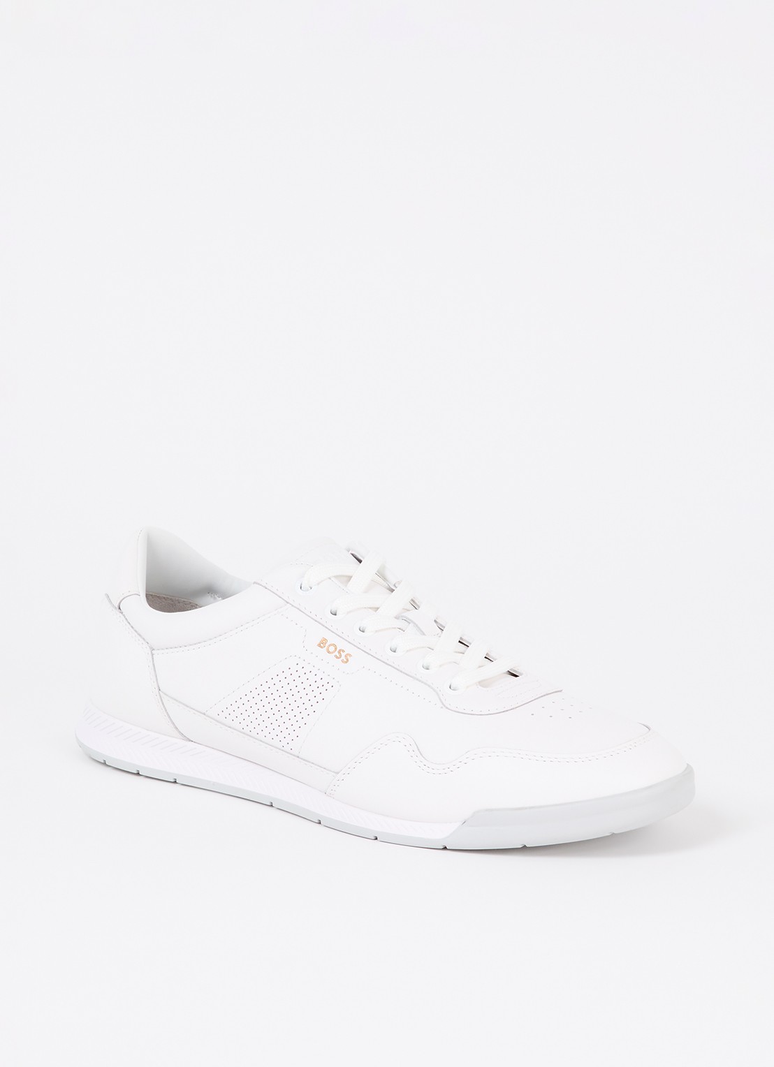 BOSS Titanium sneaker van leer - voorkant 4 wit