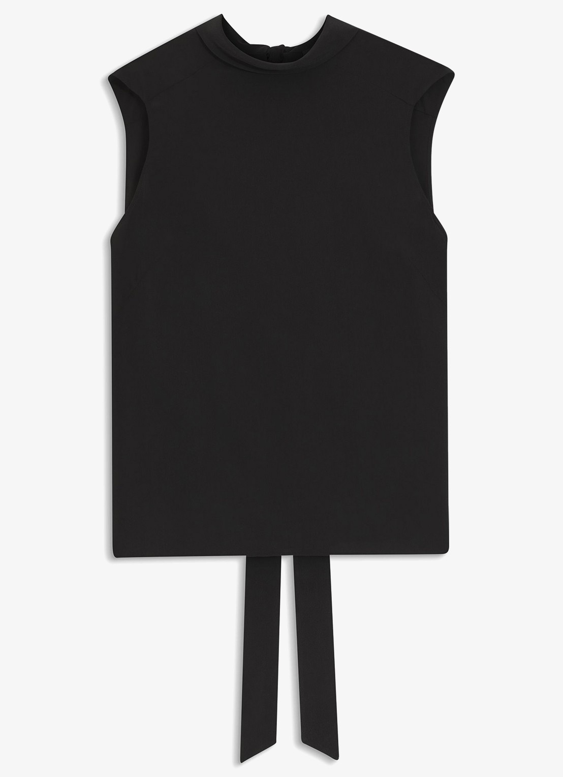 BOSS Top van zijde met strikdetail - voorkant 2 zwart