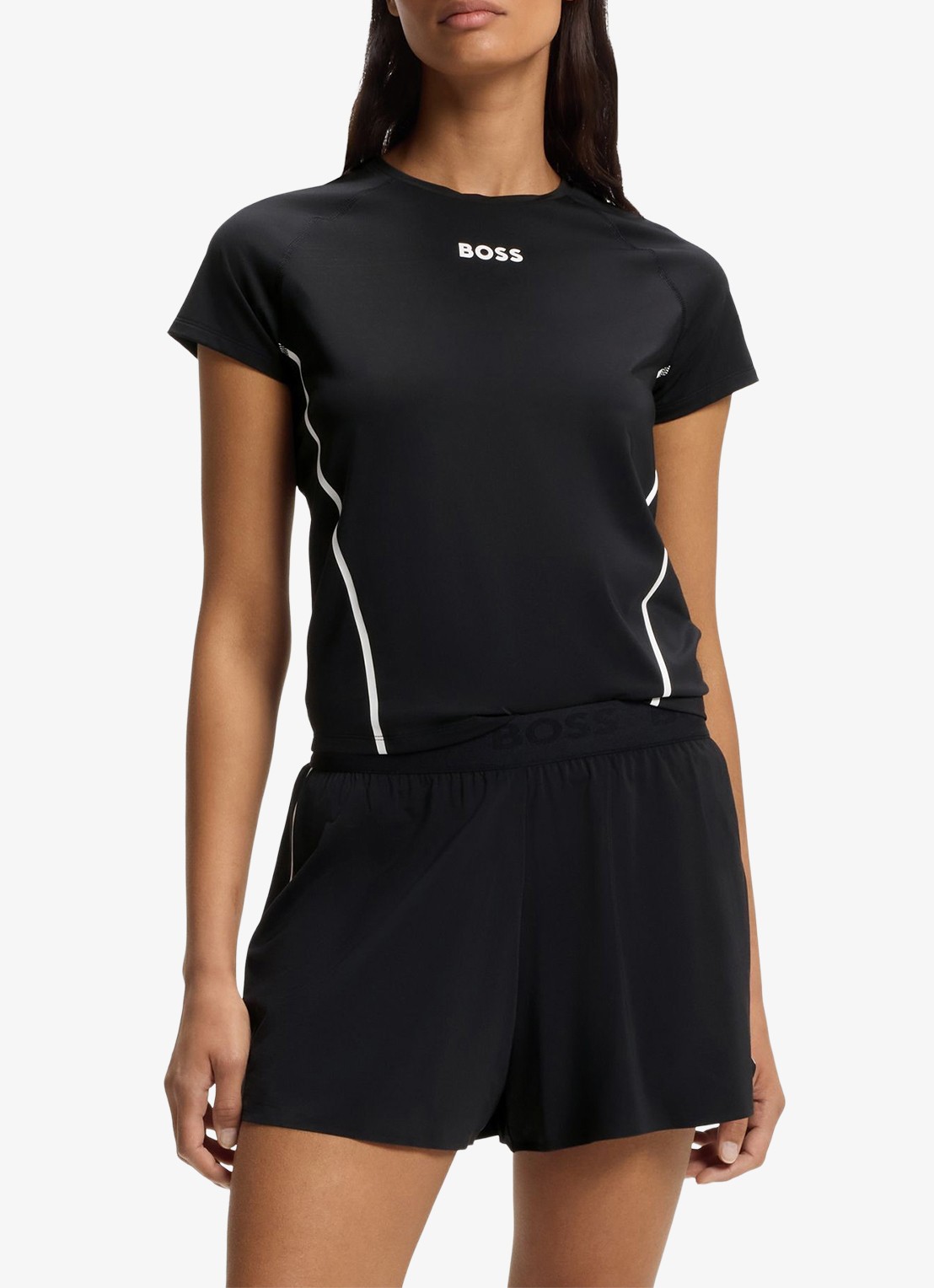 BOSS Trainings T-shirt met logo - detail 4 zwart