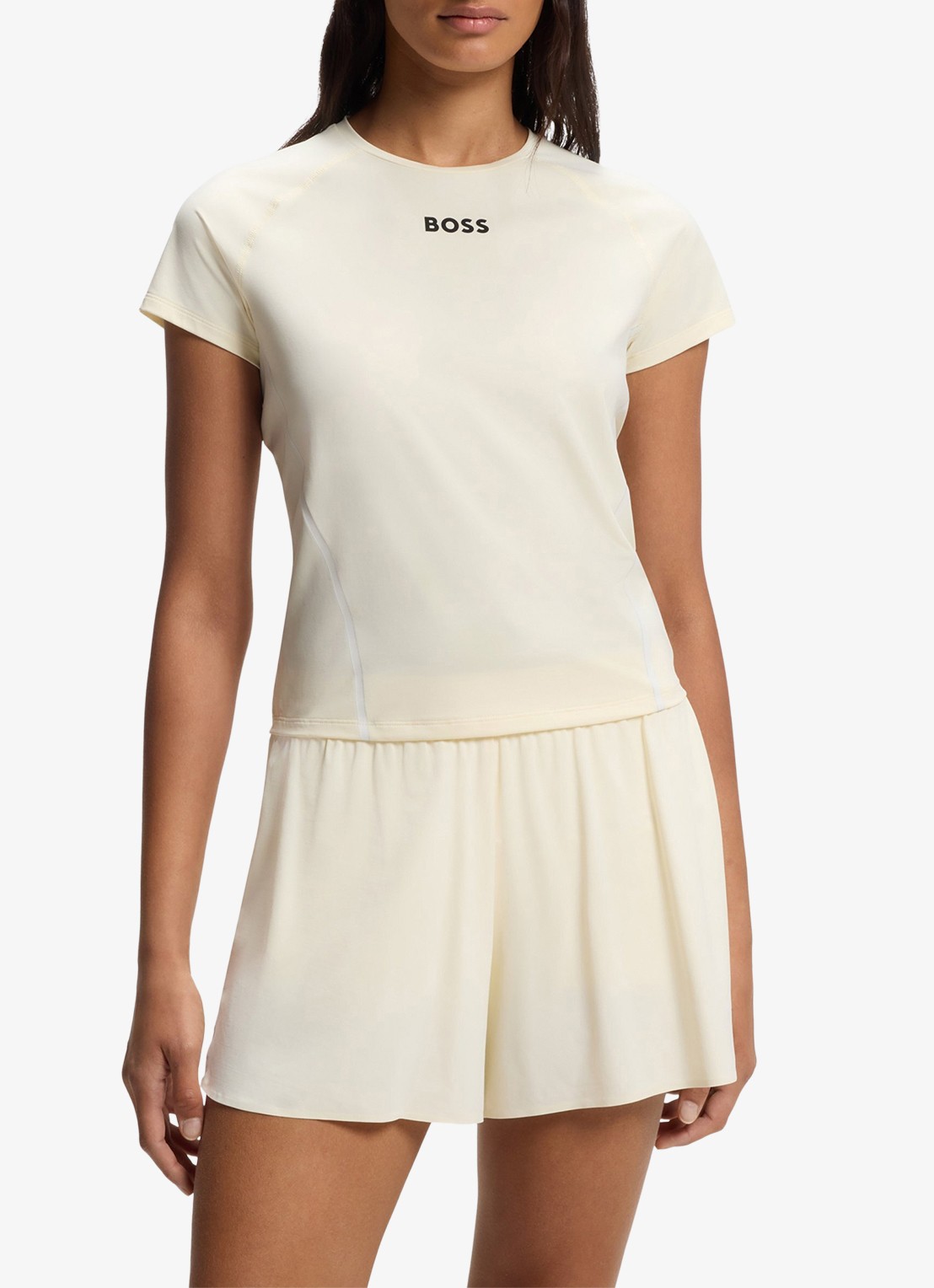 BOSS Trainings T-shirt met logo - detail 4 creme