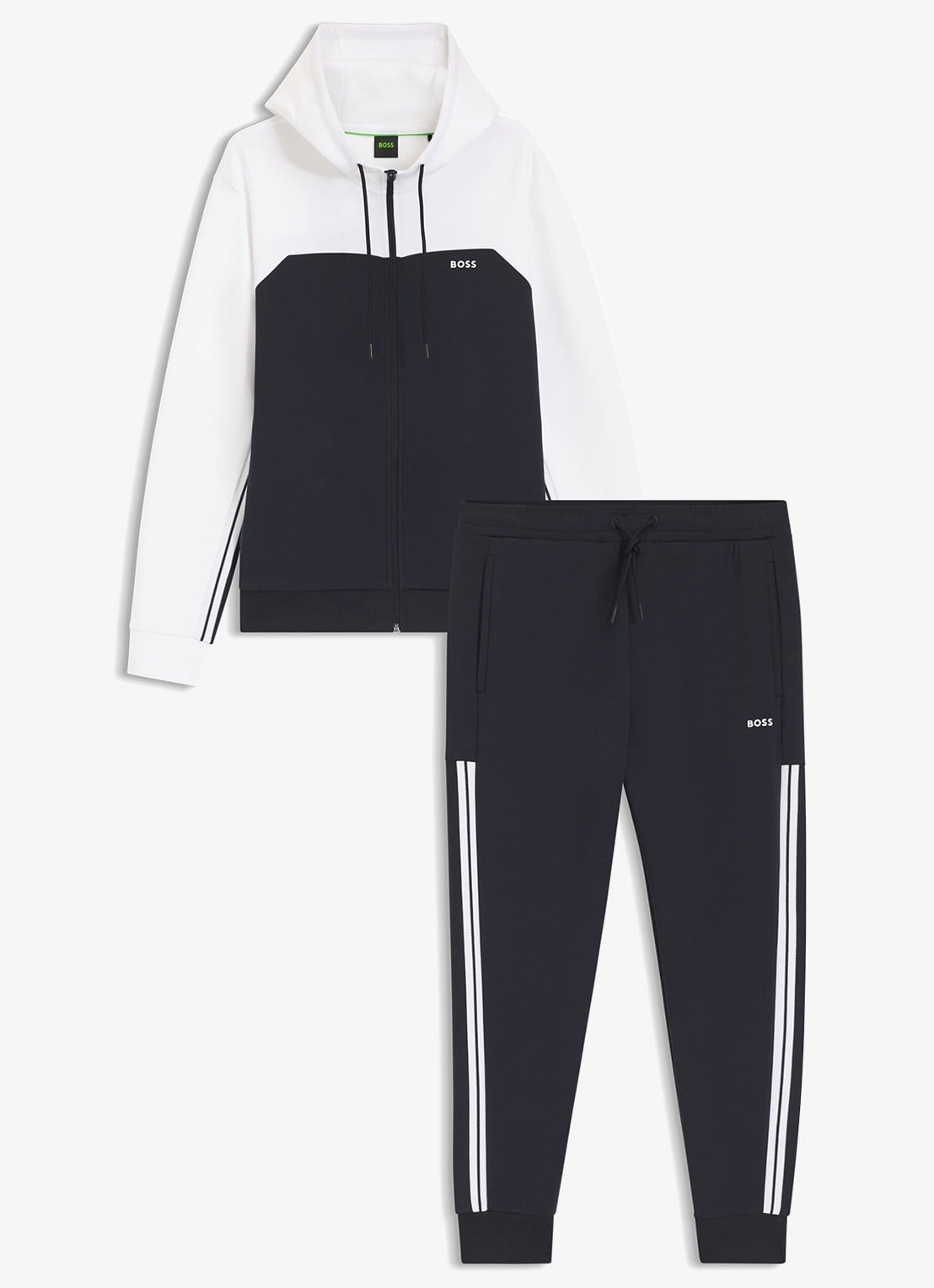 BOSS Trainingspak in katoenblend met logo - voorkant 2 blauw