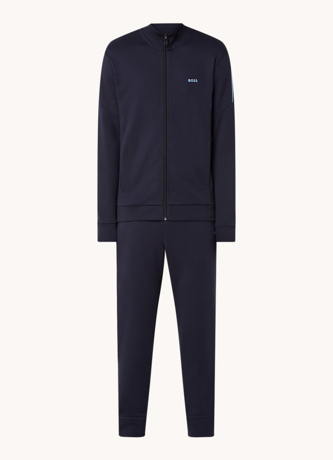 BOSS Trainingspak met logo en steekzakken - voorkant 3 donkerblauw