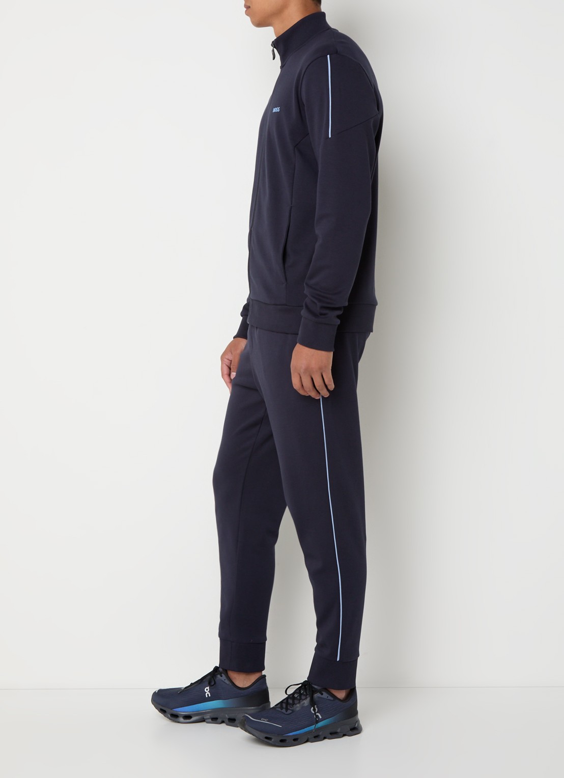 BOSS Trainingspak met logo en steekzakken - voorkant 4 donkerblauw