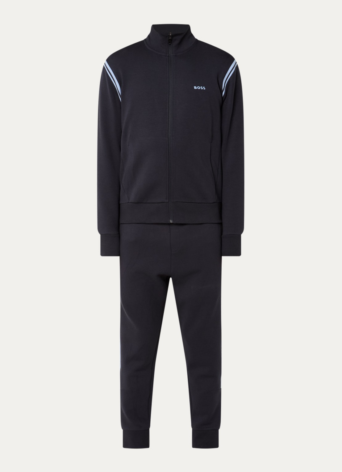 BOSS Trainingspak met steekzakken en logo - voorkant donkerblauw