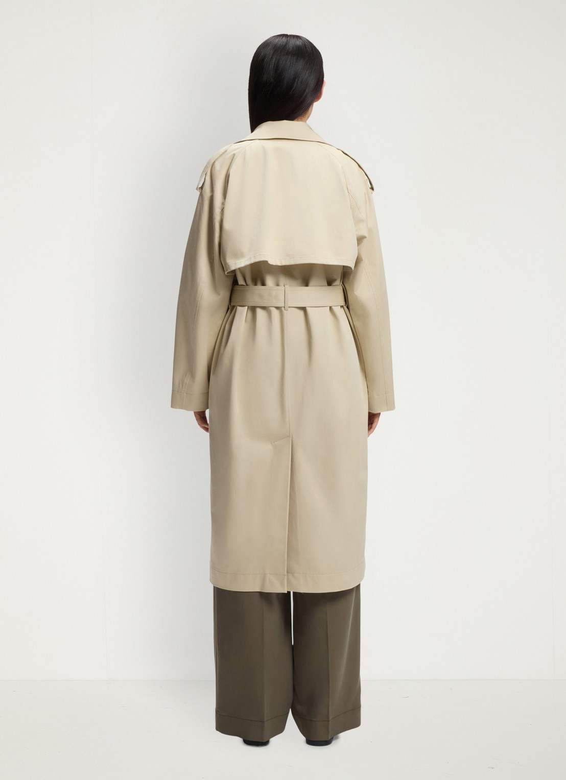 BOSS Trenchcoat met ceintuur en steekzakken - achterkant 6 open beige-287 / beige