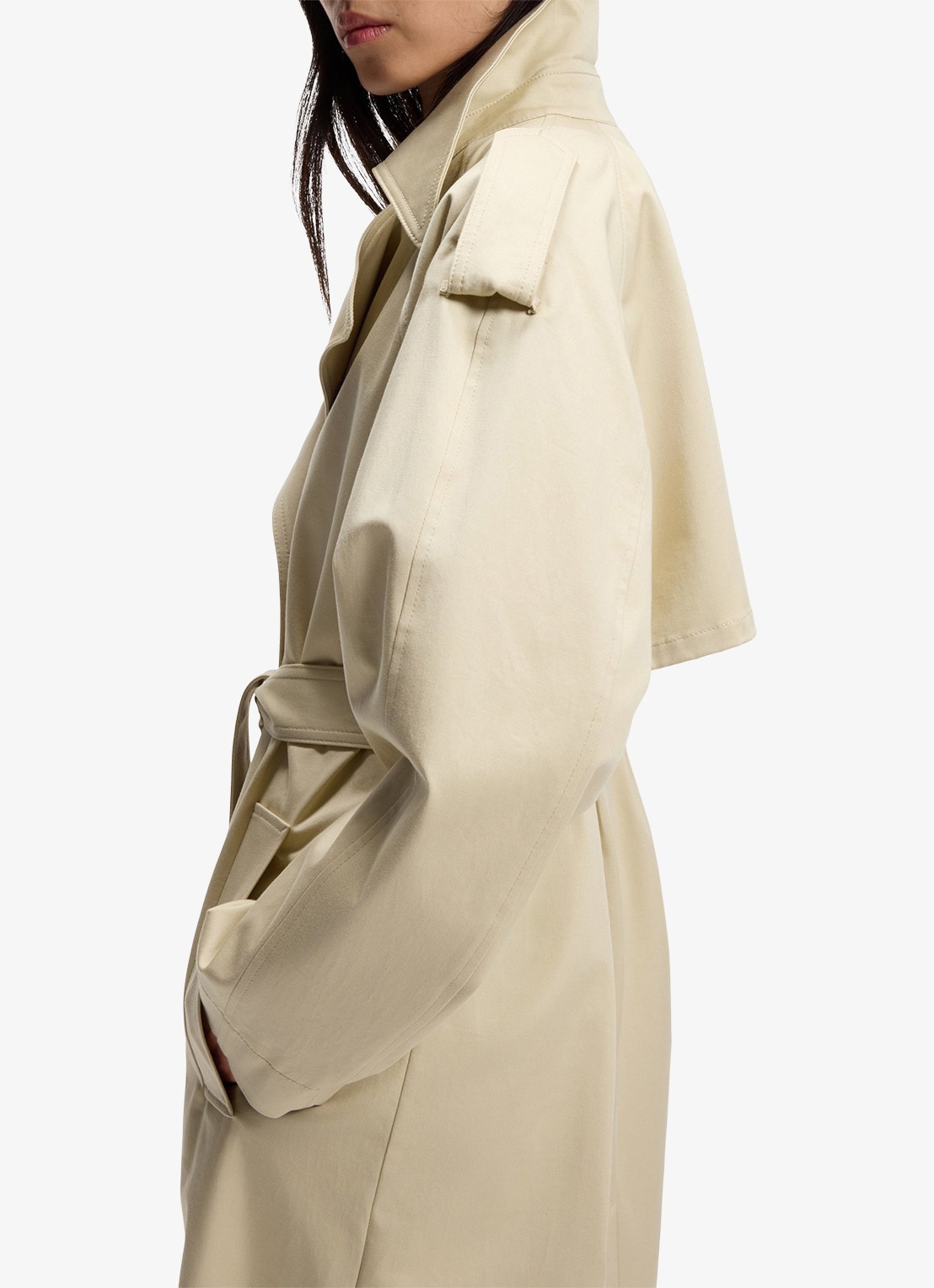 BOSS Trenchcoat met ceintuur en steekzakken - detail 5 open beige-287 / beige