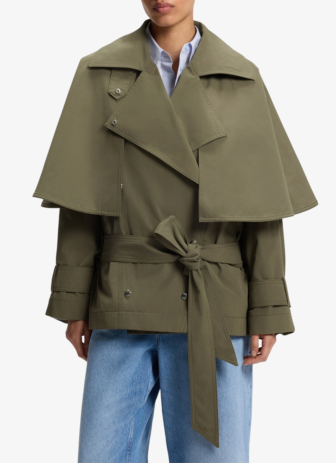 BOSS Trenchcoat met waterafstotende coating - detail 3 mosgroen