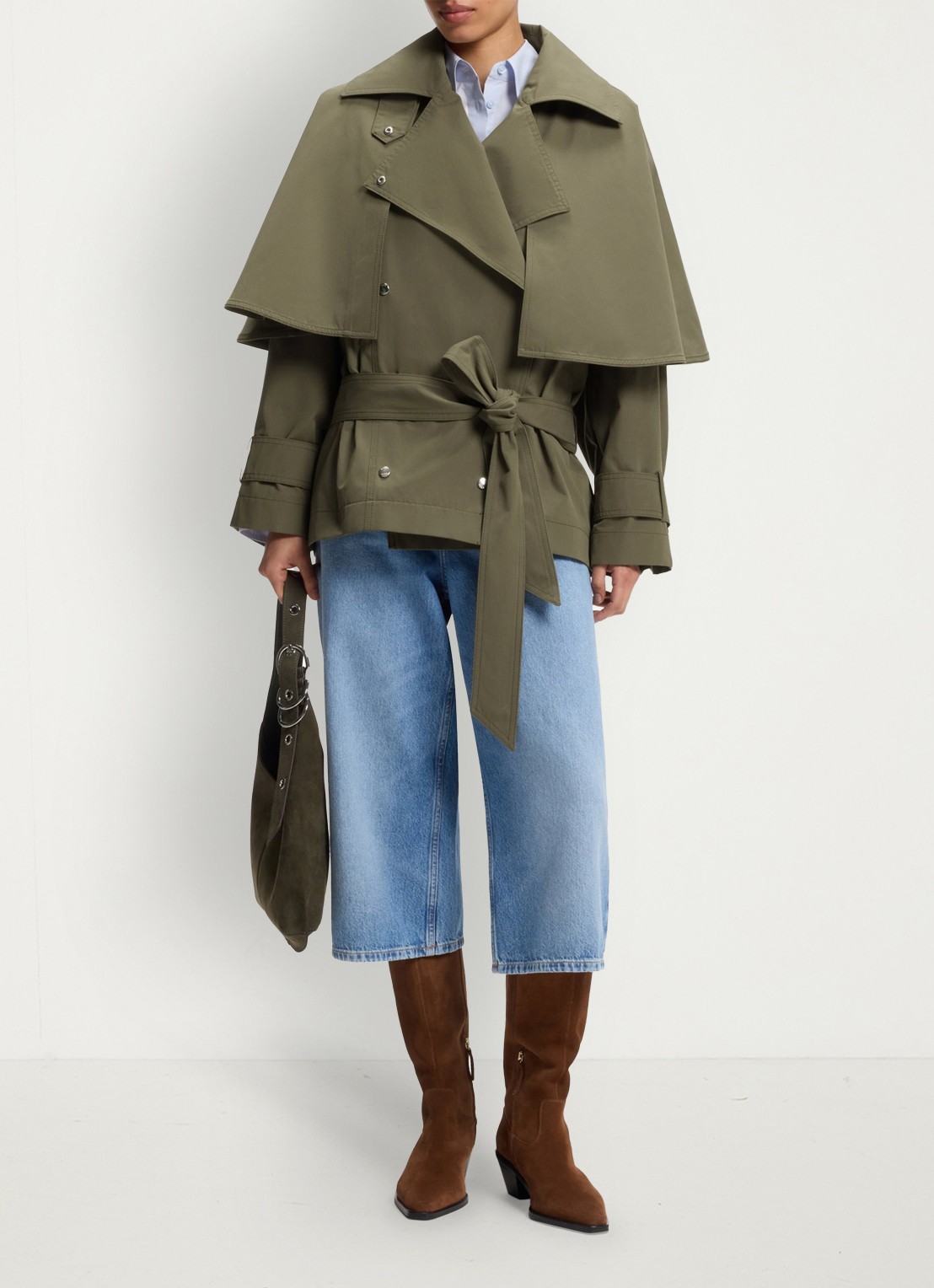 BOSS Trenchcoat met waterafstotende coating - voorkant 2 mosgroen