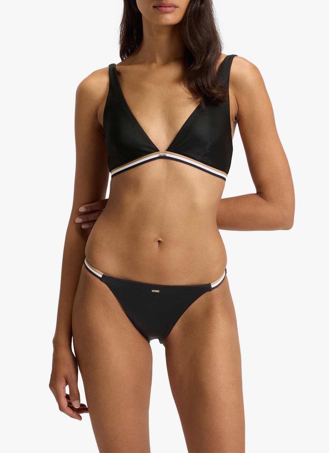 BOSS Triangel bikinitop met uitneembare vulling - voorkant 2 zwart