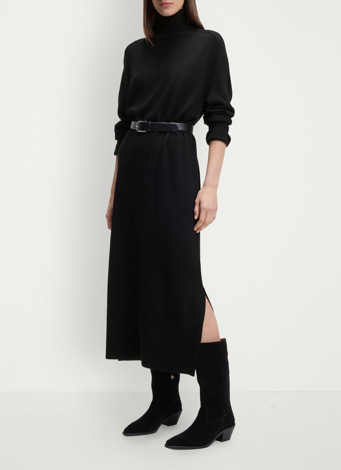 BOSS Trui jurk met col - voorkant 5 black-001 / zwart