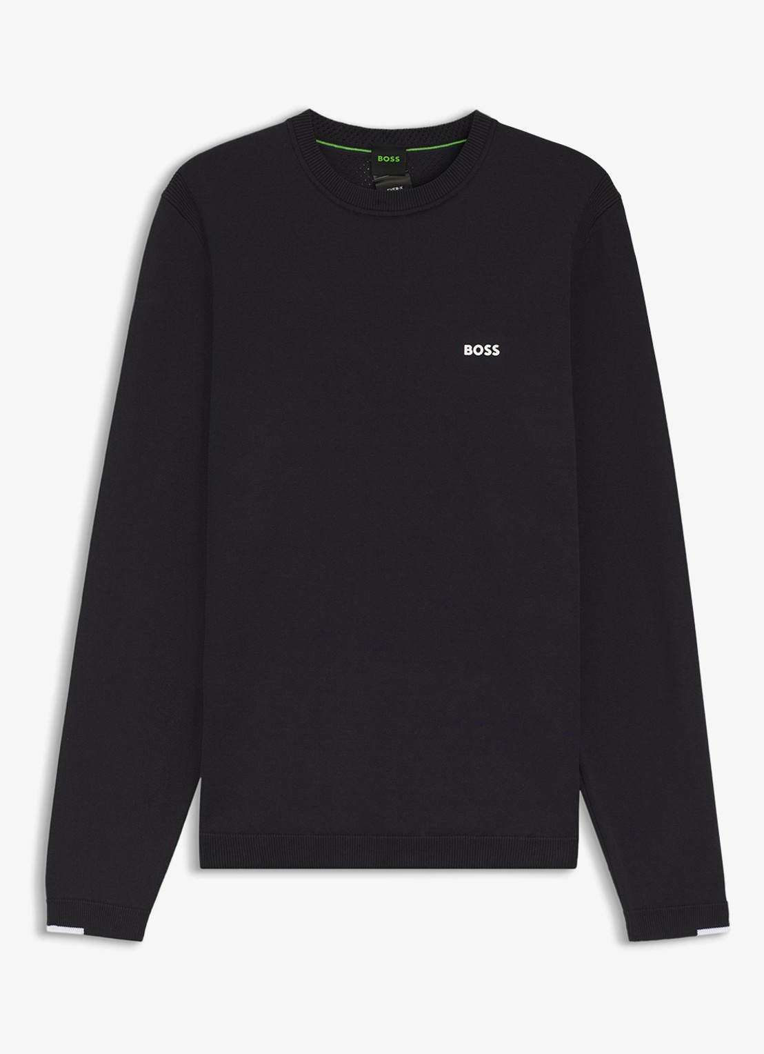 BOSS Trui van katoen met contrastlogo - voorkant donkerblauw