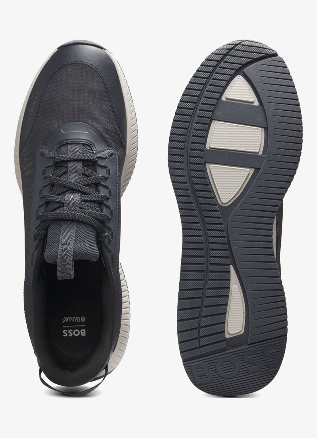 BOSS TTNM sneaker met logo - achterkant 5 donkerblauw