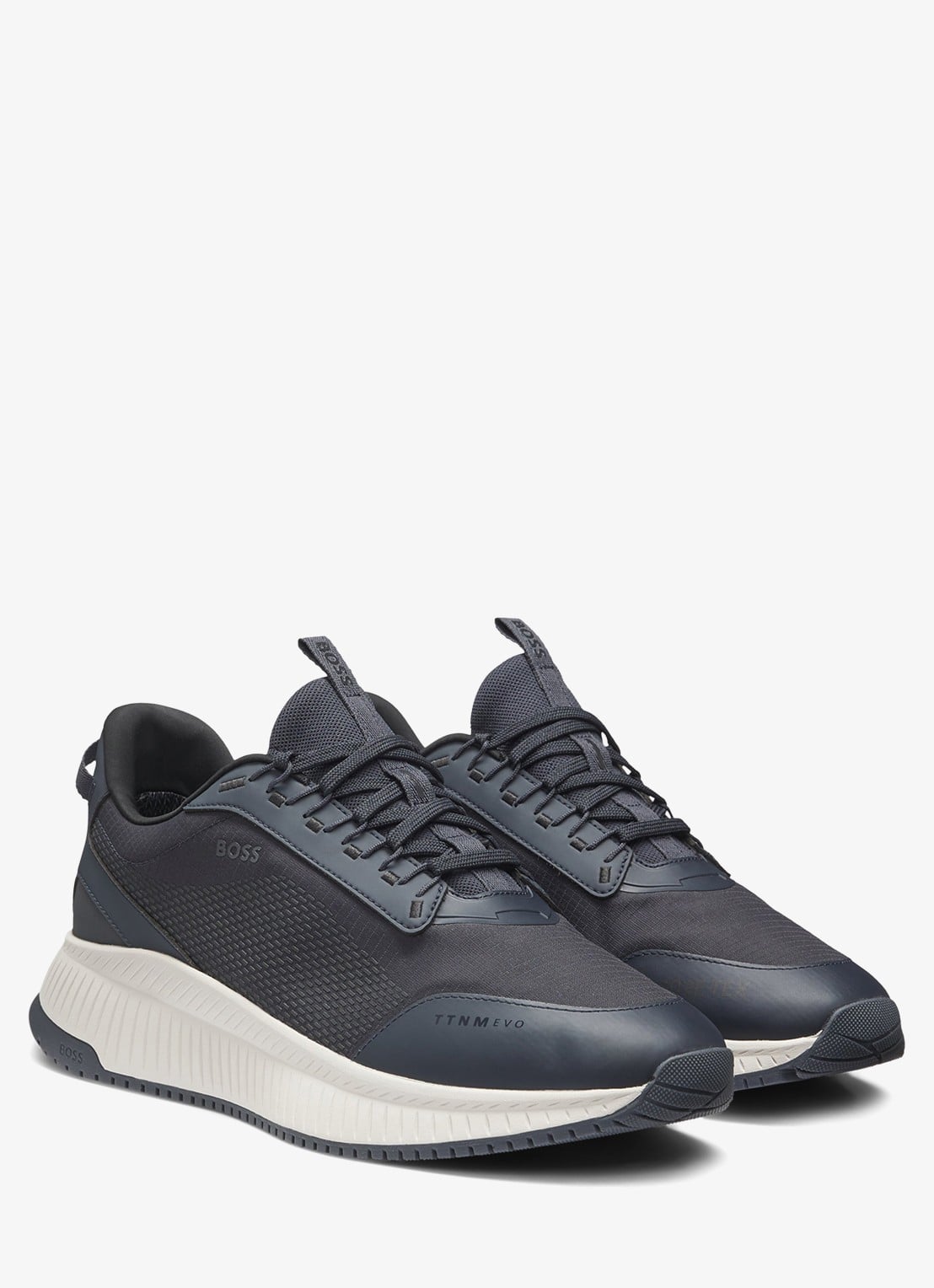 BOSS TTNM sneaker met logo - voorkant 2 donkerblauw