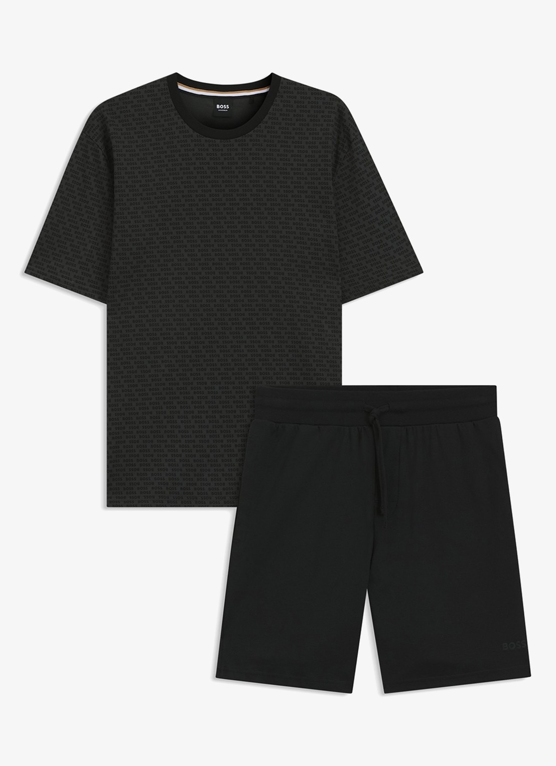 BOSS Tweedelige pyjama van katoen - voorkant 2 black-002 / zwart