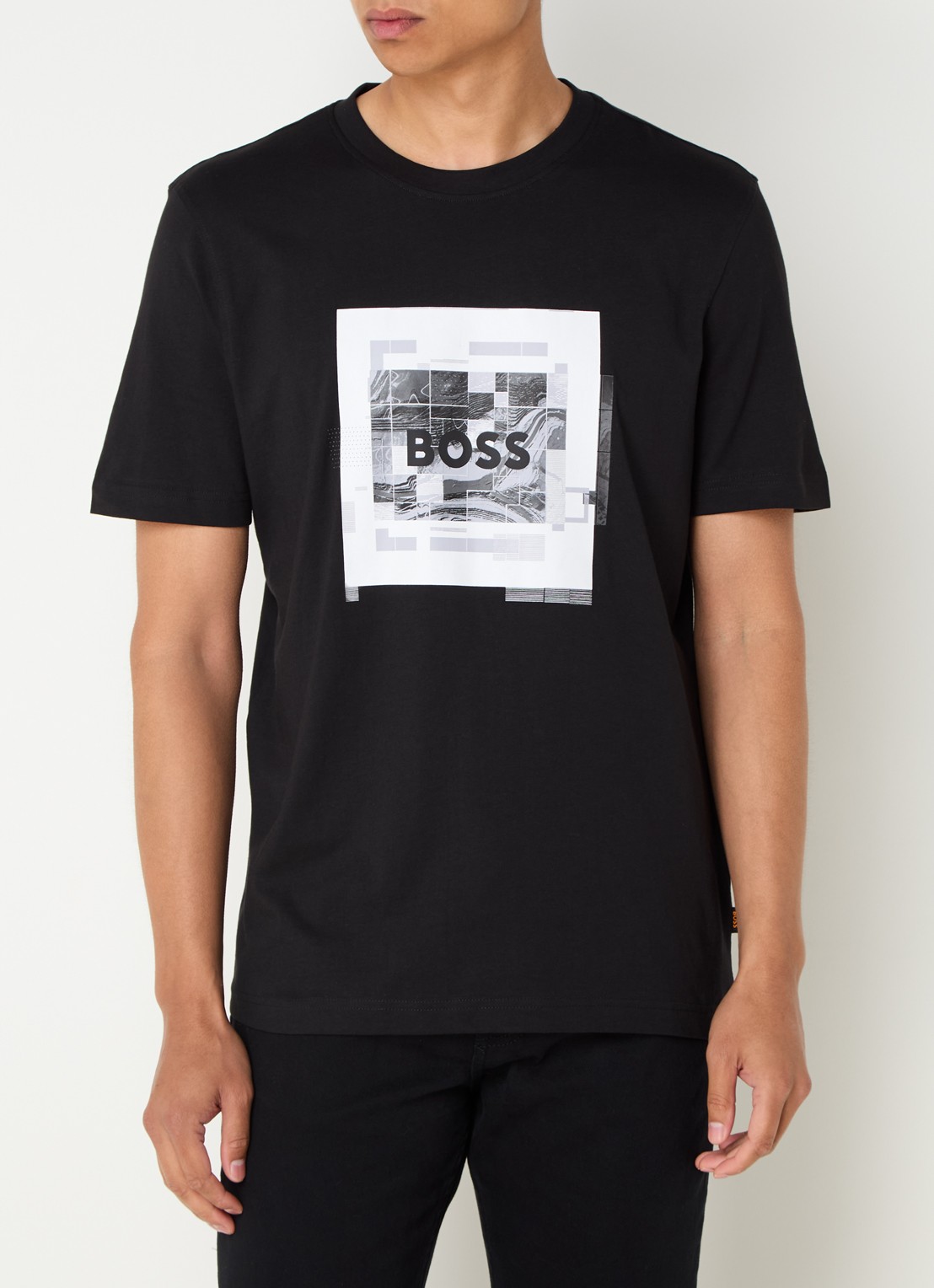 BOSS Urban T-shirt met print - detail zwart