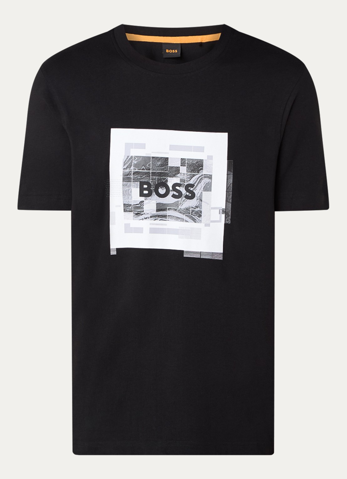 BOSS Urban T-shirt met print - voorkant 2 zwart