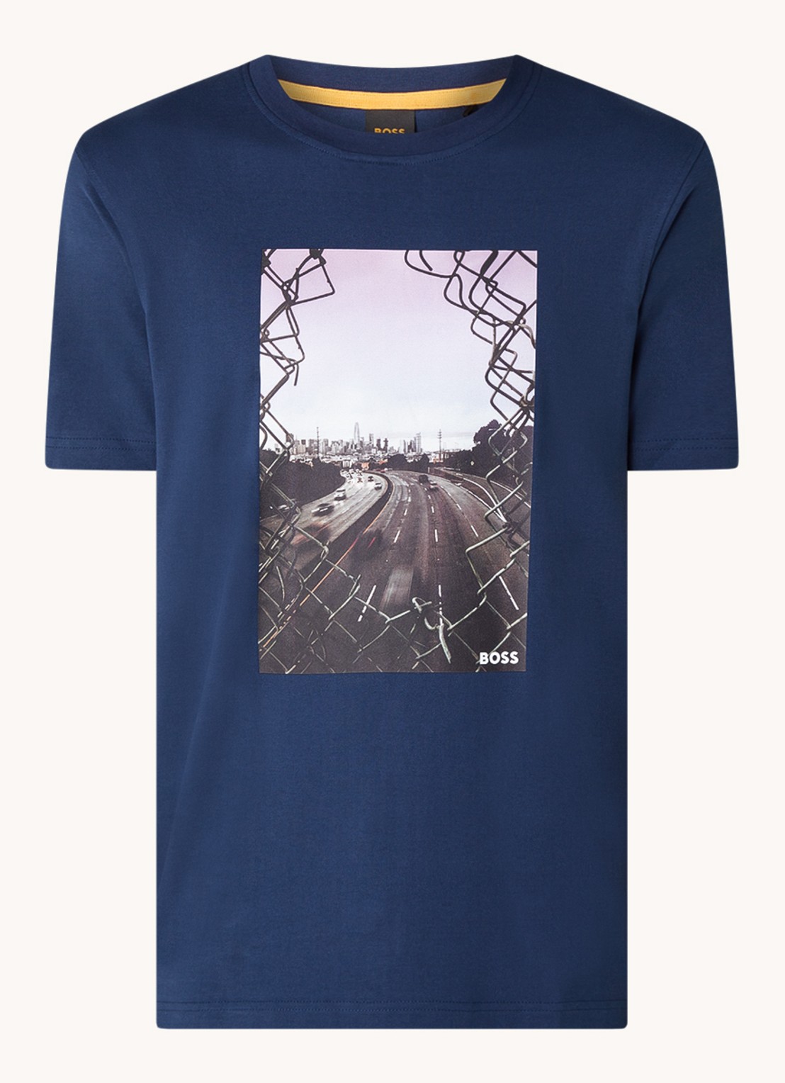 BOSS Urban T-shirt met print - voorkant 2 indigo