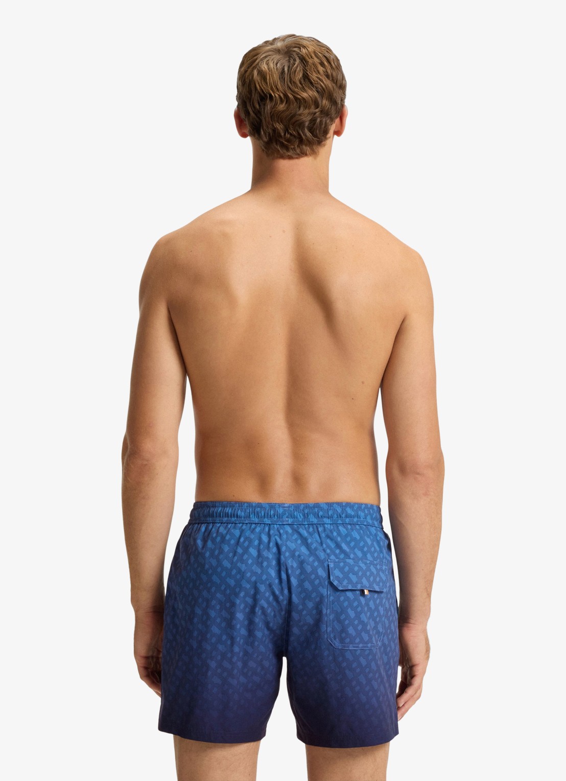 BOSS Vale zwemshorts met logoprint - achterkant donkerblauw