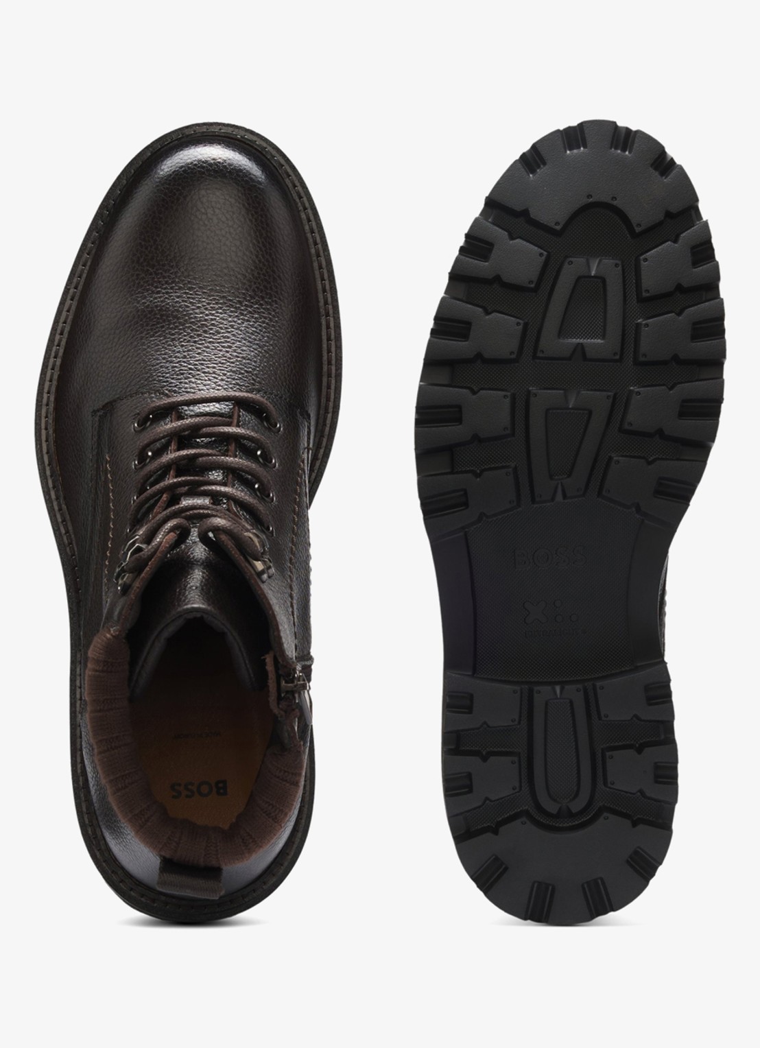 BOSS Veterboot met logo - detail 3 dark brown-205 / bruin