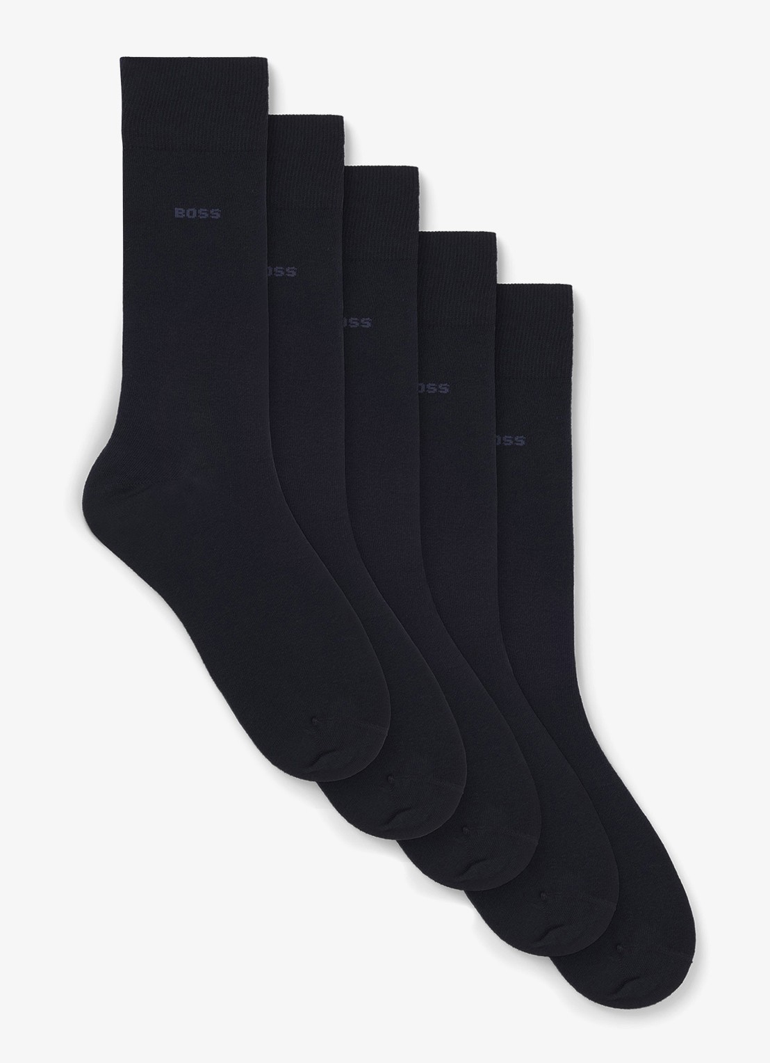 BOSS Vijf paar sokken in standaardlengte van een katoenmix - voorkant 2 dark blue-401 / blauw