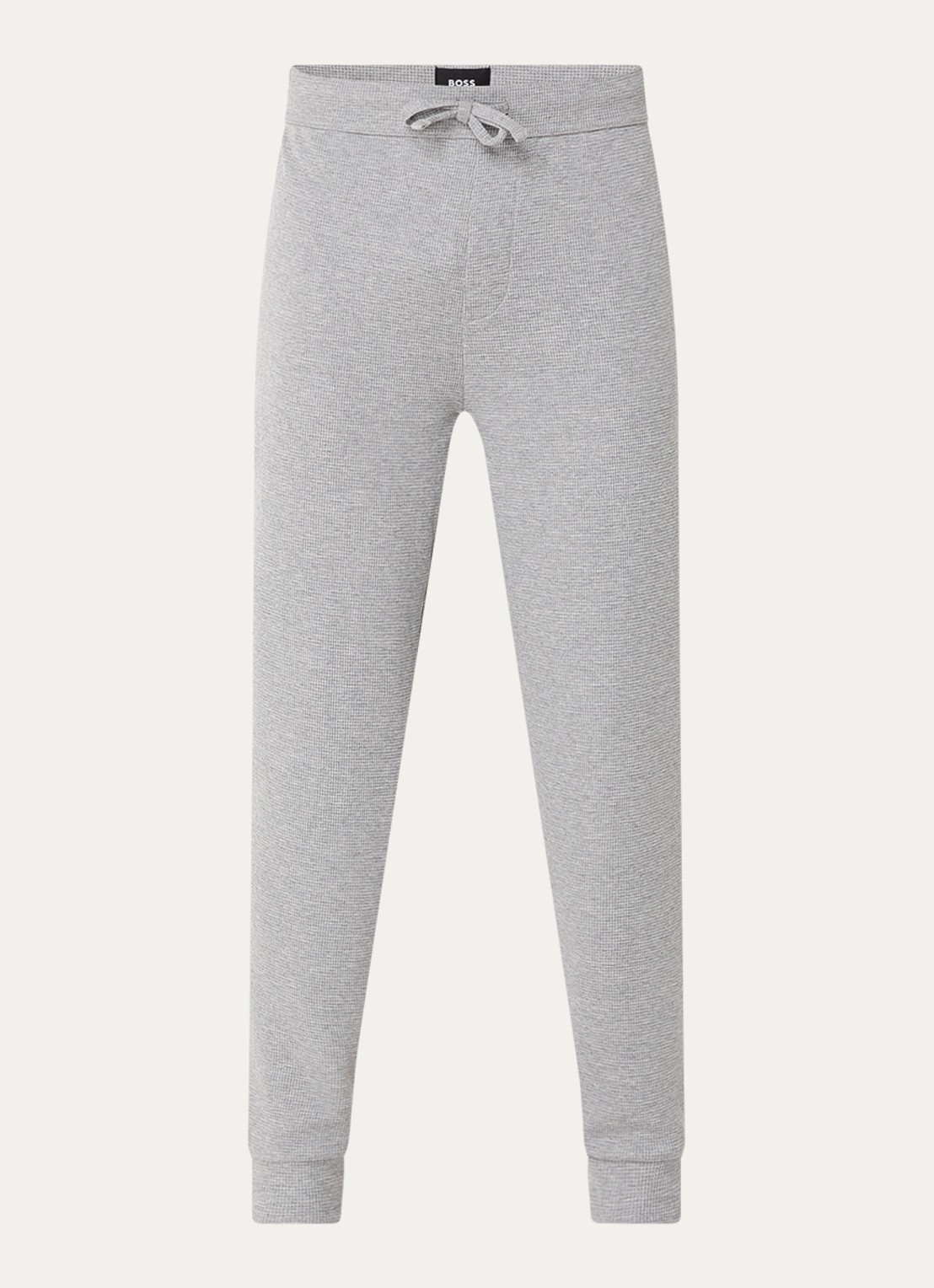 BOSS Waffle pyjamabroek met structuur - voorkant grijsmele