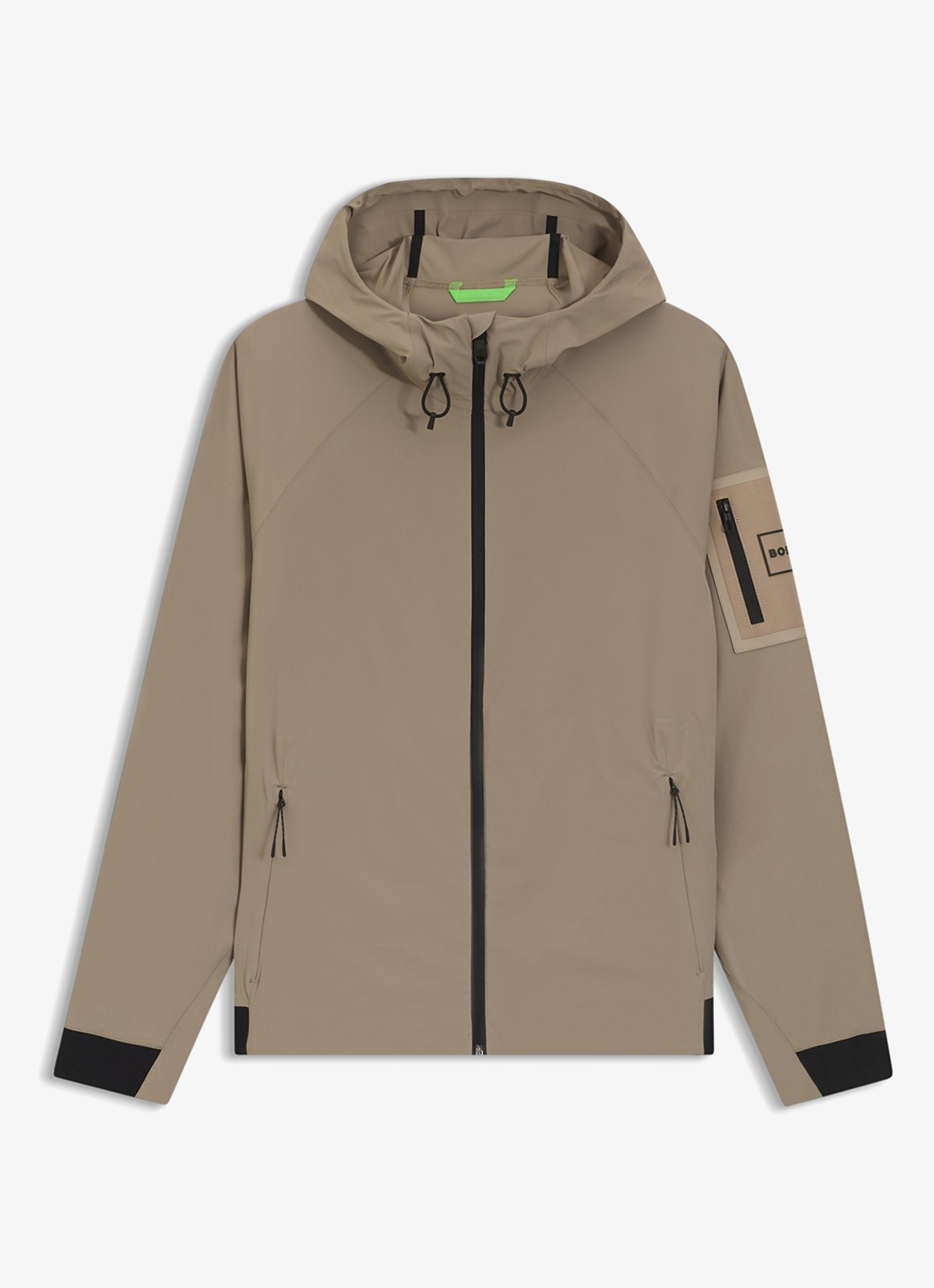BOSS Waterafstotende jas met capuchon - voorkant 2 light/pastel green-334 / groen