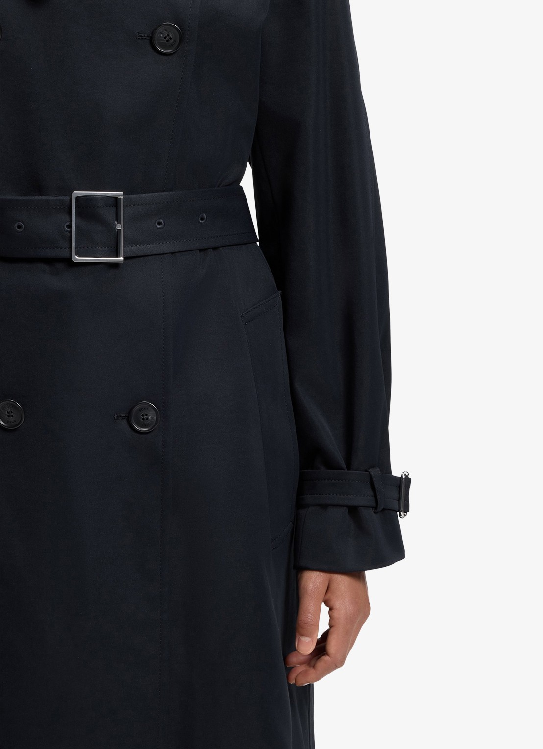 BOSS Waterafstotende trenchcoat met gespriem - detail 3 dark blue-404 / blauw