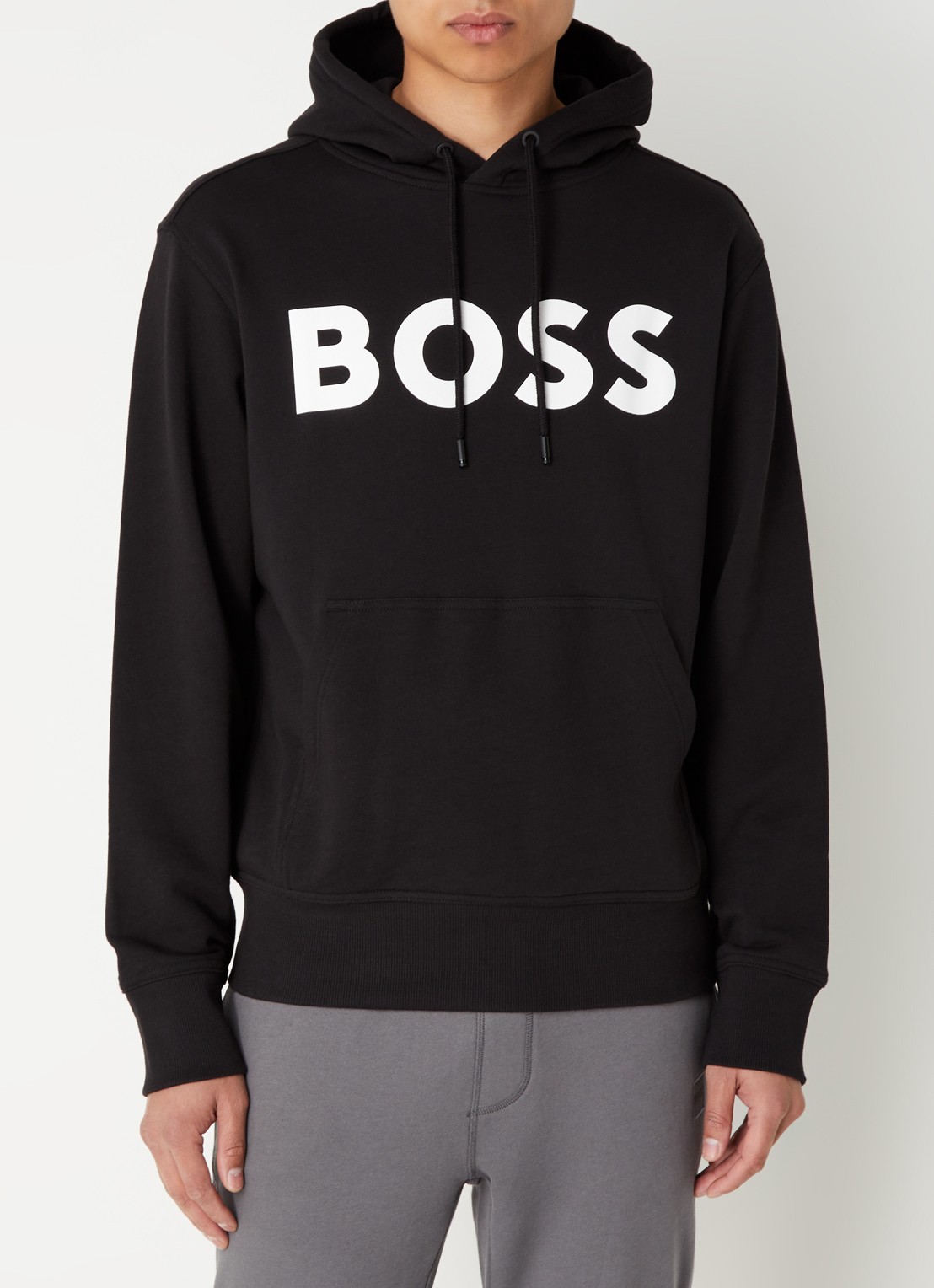 BOSS Webasic hoodie met logoprint - detail zwart