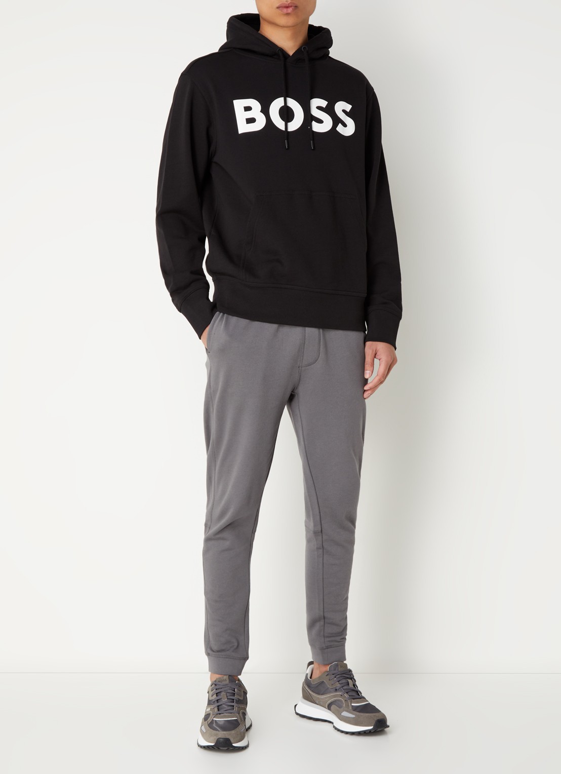 BOSS Webasic hoodie met logoprint - voorkant 4 zwart